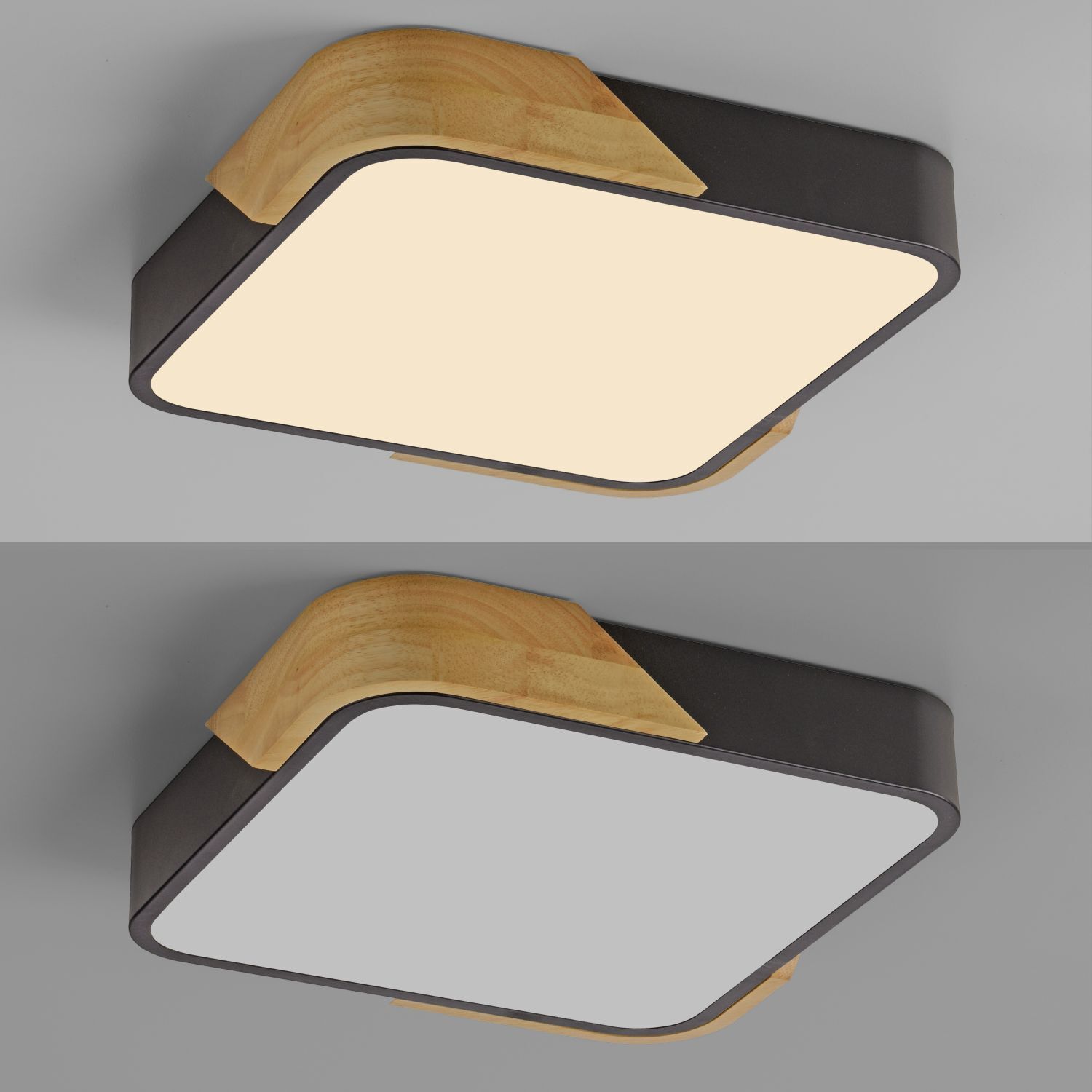 LED Deckenleuchte Holz L:32 cm Schwarz Natur 3000 K Deckenleuchte