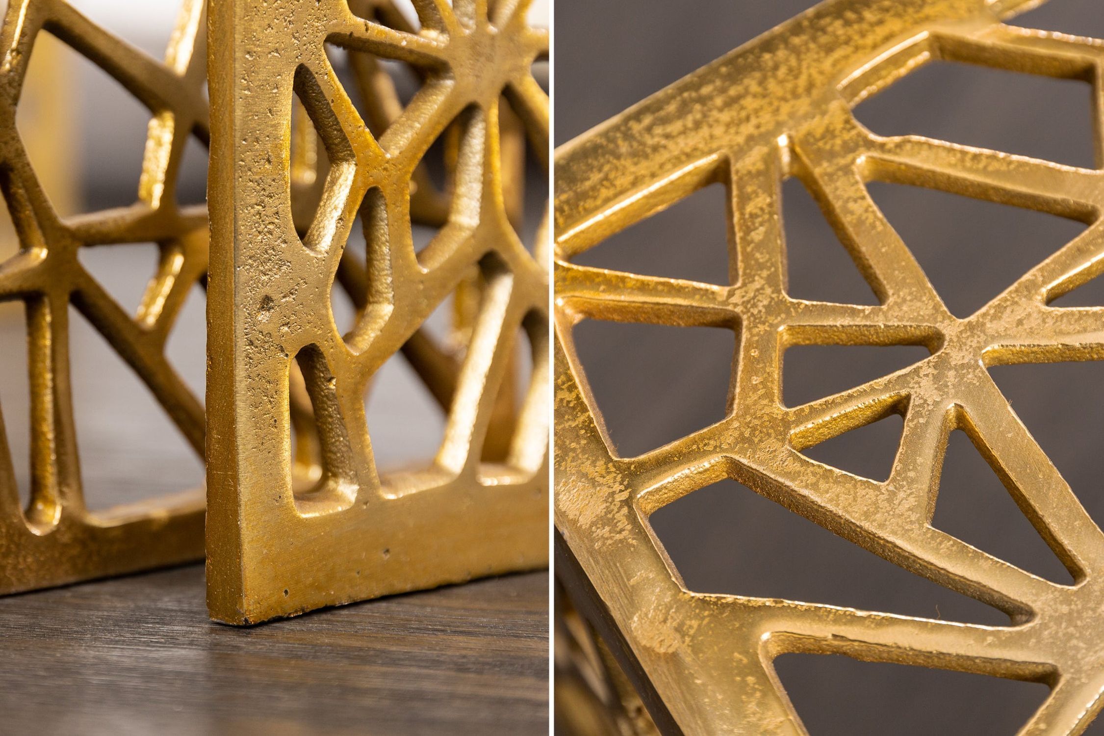 Couchtisch 2er Set Metall in Gold eckig Handarbeit