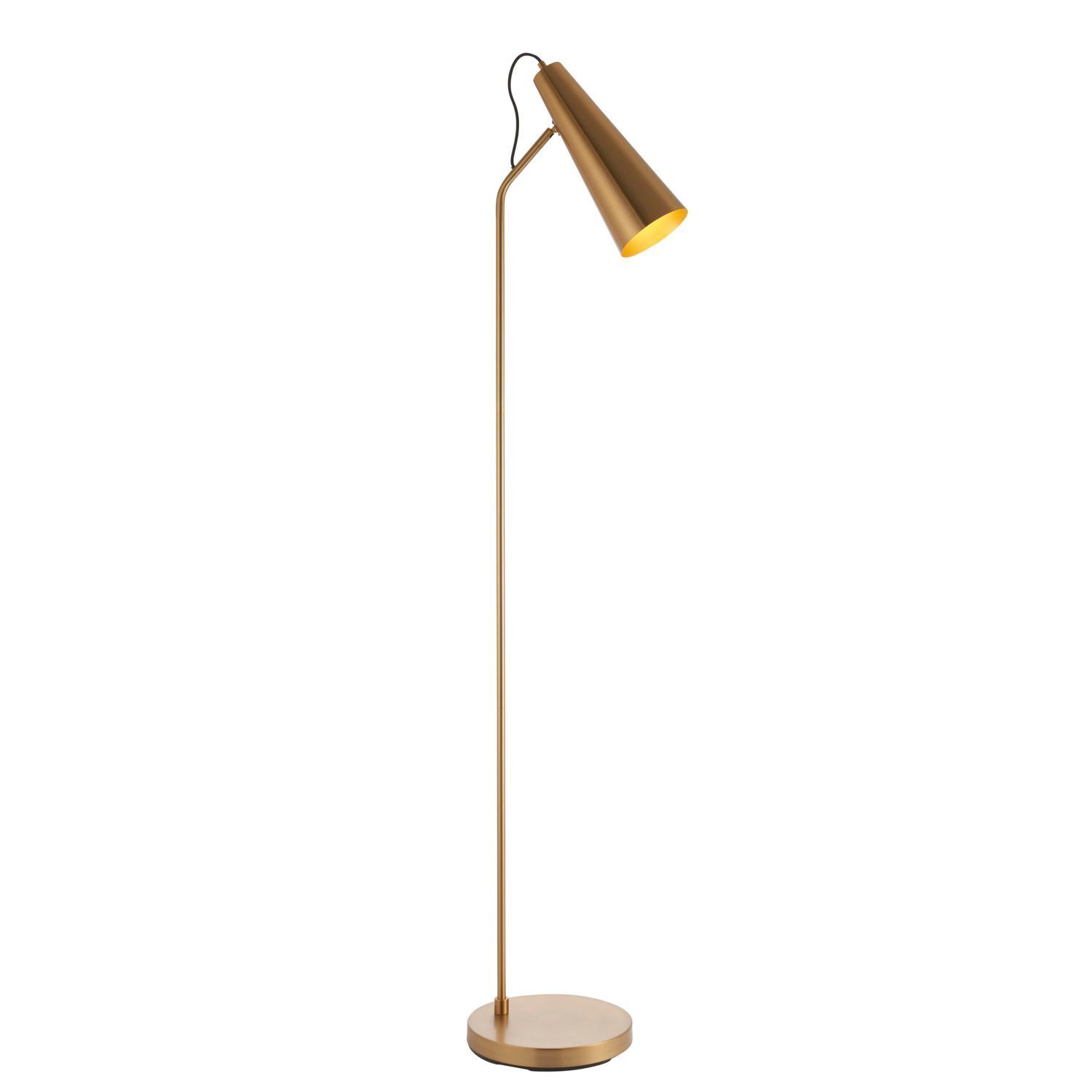 Lampadaire métal 163cm abat-jour réglable laiton antique E27