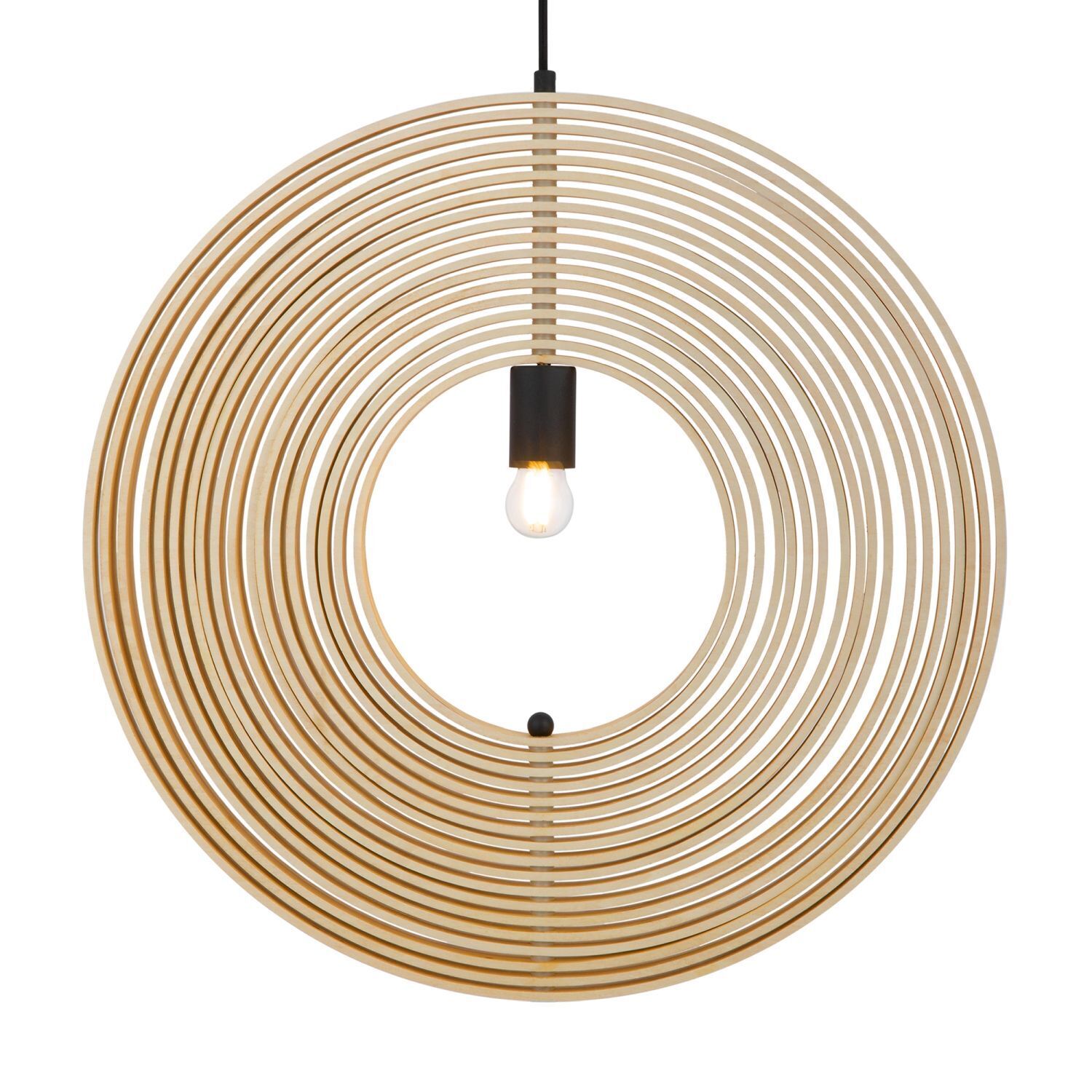 Pendelleuchte Metall Holz rund Ø 60 cm H: max. 362,5 cm Spule, Spirale, Lampe, Kronleuchter