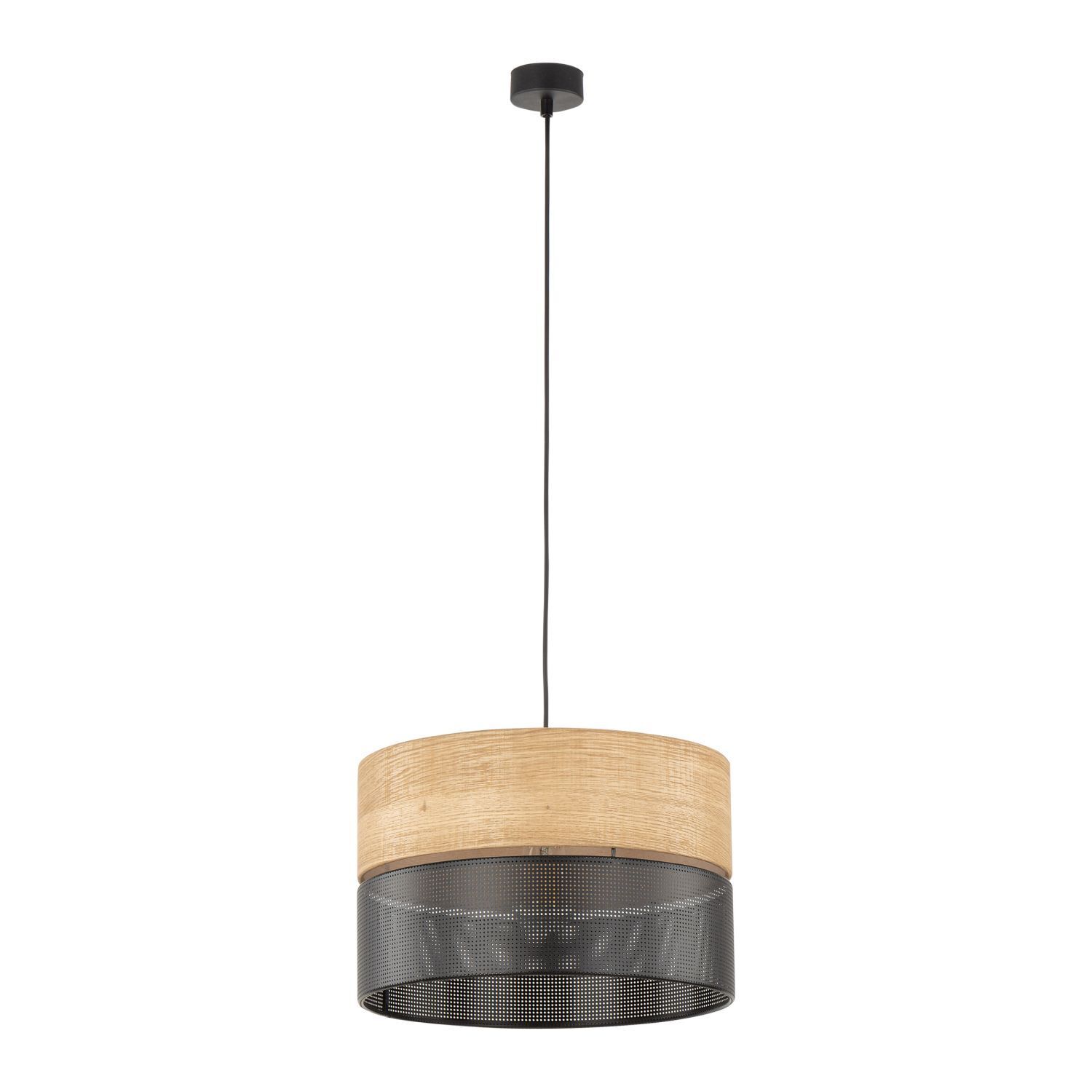 Lampe à suspendre réglable E27 Ø 38 cm Noir Naturel CANTU