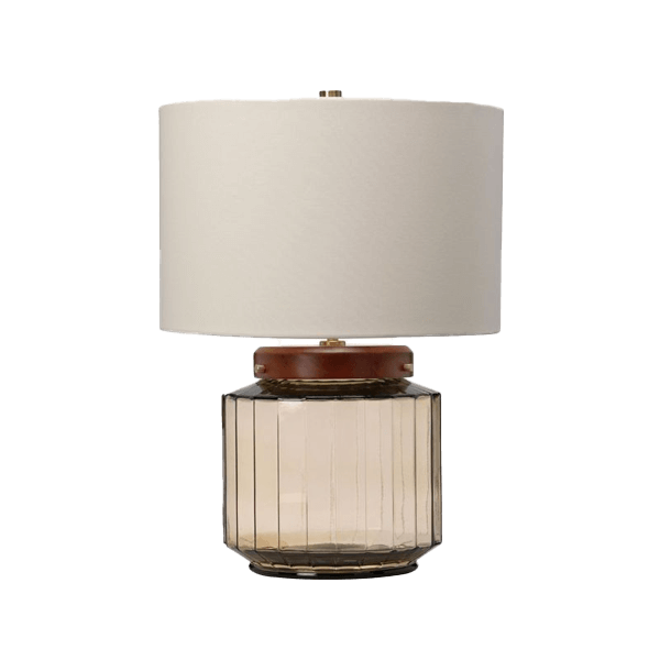 Nachttischlampen Retro Tischlampe, Glas, Beige, Lampenschirm, Abgerundeter Sockel