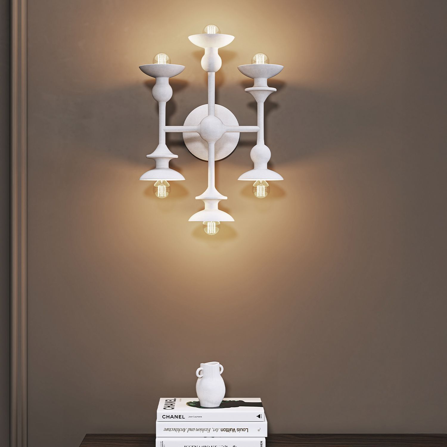 Wandlampe, Kronenleuchte, Metall, Weiß, Wandlampe