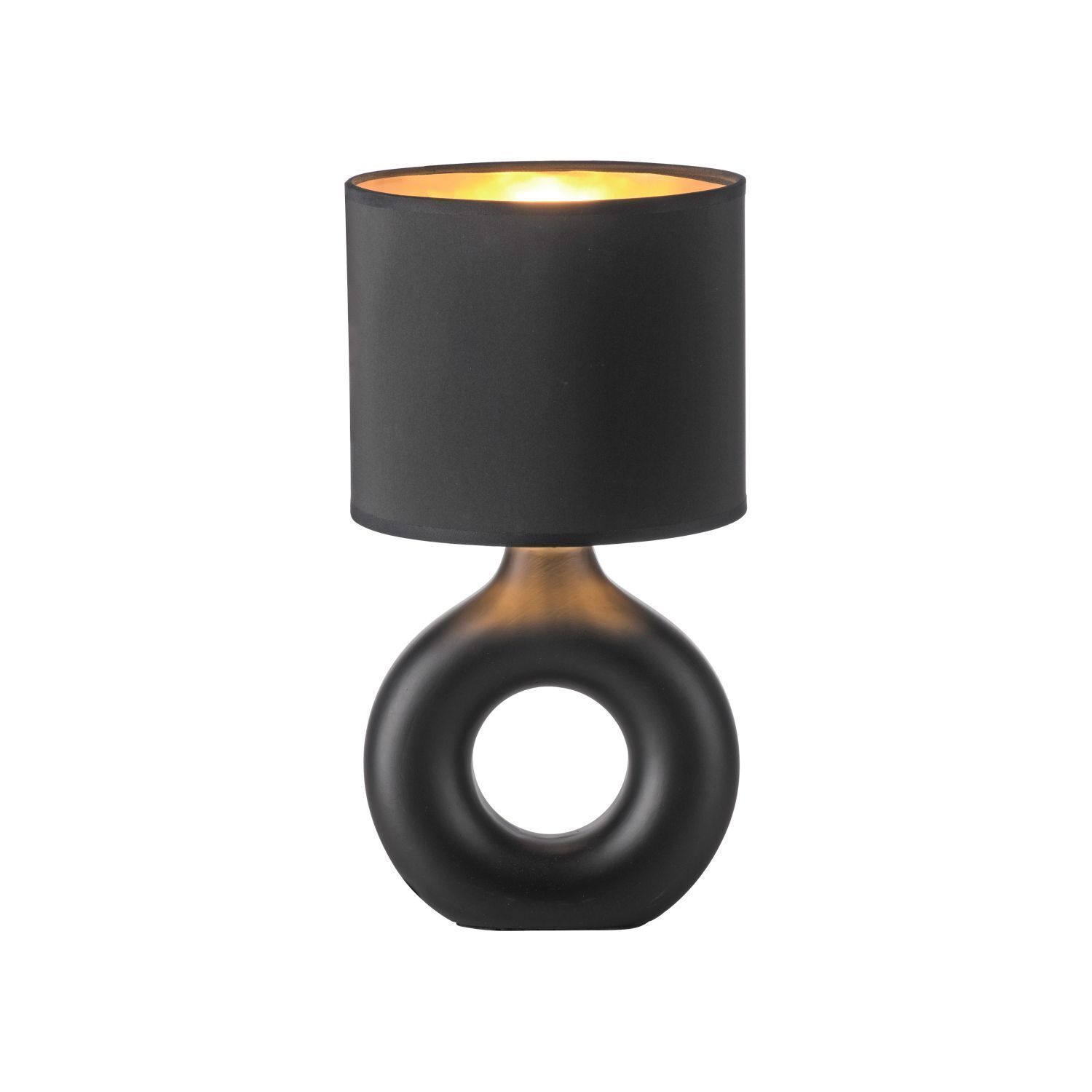 Tischlampe Keramik Stoff 30 cm E27 Schwarz Gold Modern