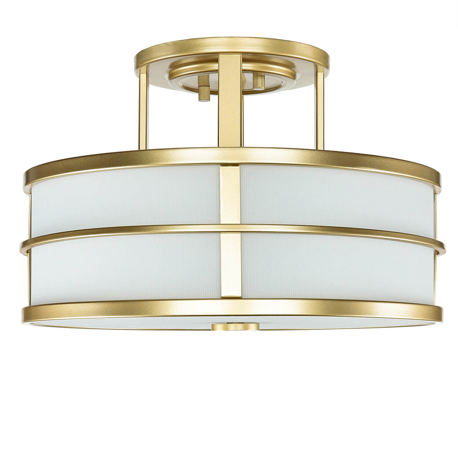 Deckenlampe Messing Creme 3x E27 Ø 34 cm rund SHOJI Deckenleuchte, Leuchte