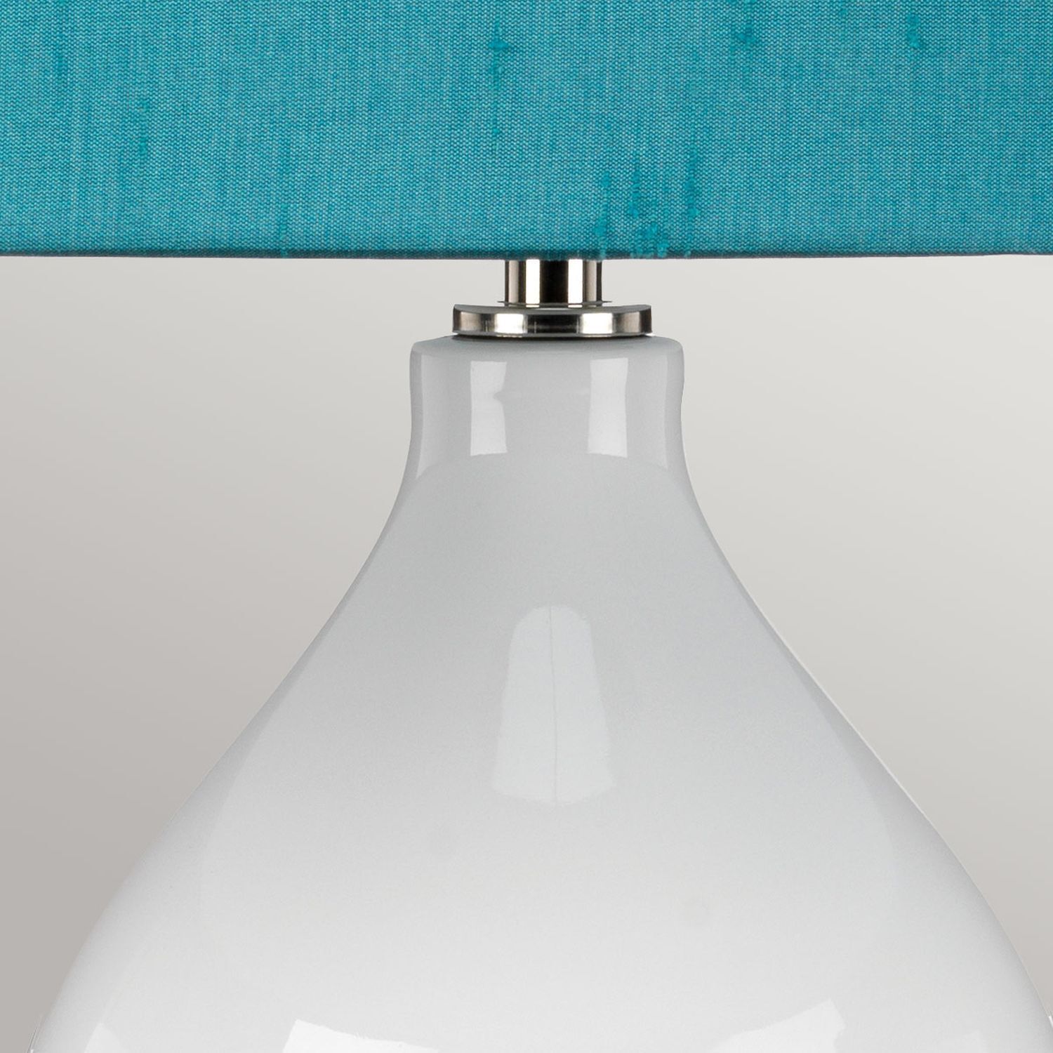 Lampe de table tissu céramique 64 cm E27 blanc pétrole rétro