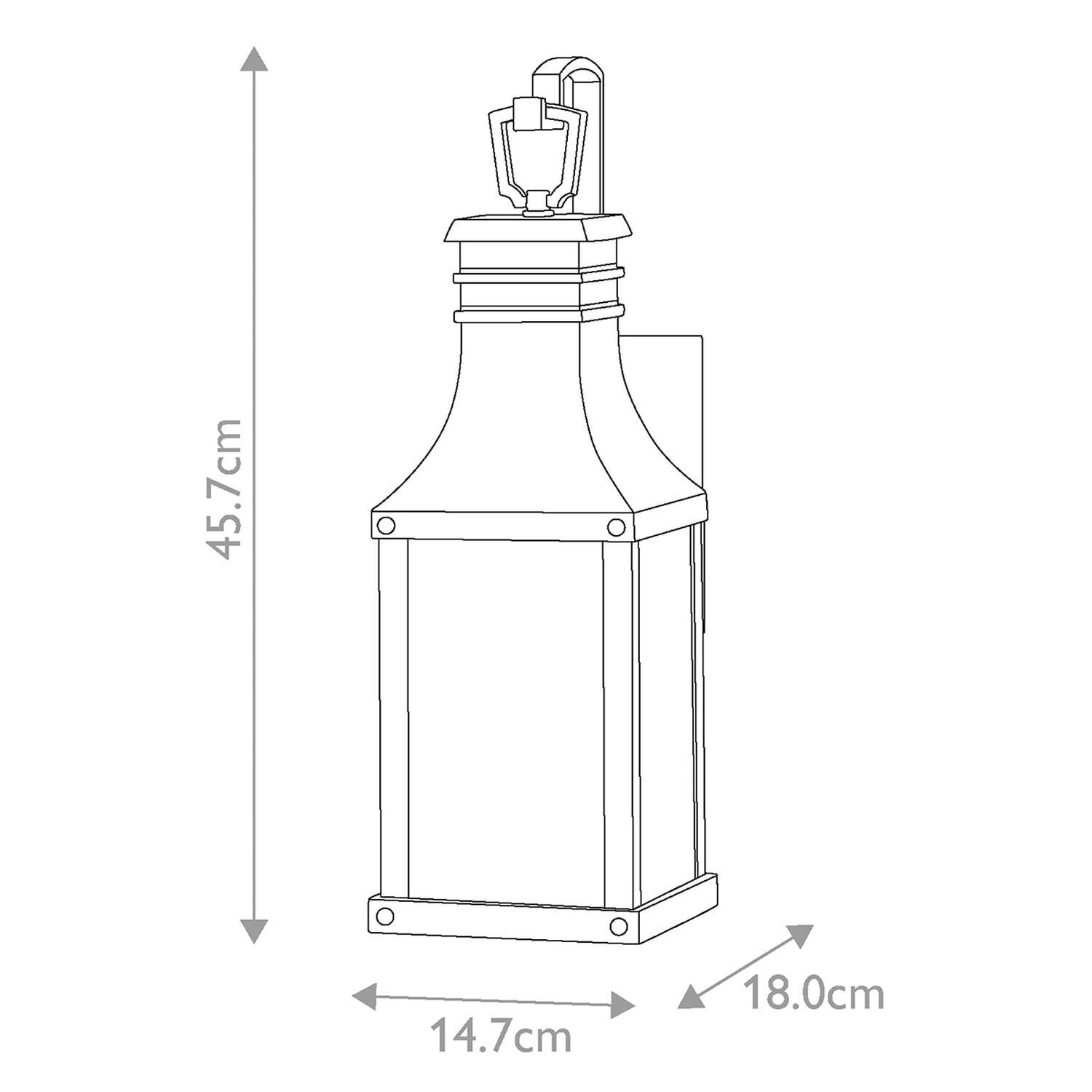 Applique extérieure noir antique verre de pluie E27 IP44 Vintage Lampe