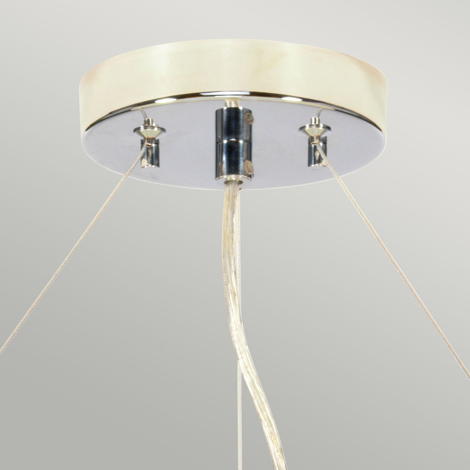 Hängelampe rund Ø66cm in Creme Chrom Stoffschirm