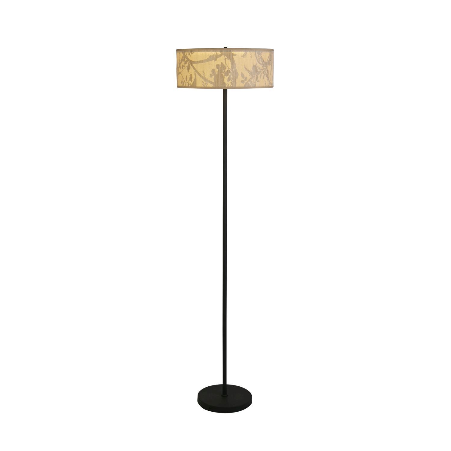 Stehlampe, Standlampe, Tischlampe, Beige Lampschirm, runder Lampenfuß