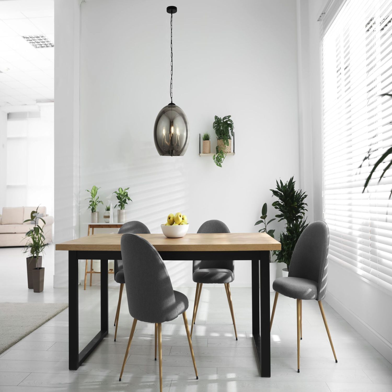 Lampe à suspendre Abat-jour sphérique Noir Gris fumé E14 D : 35 cm