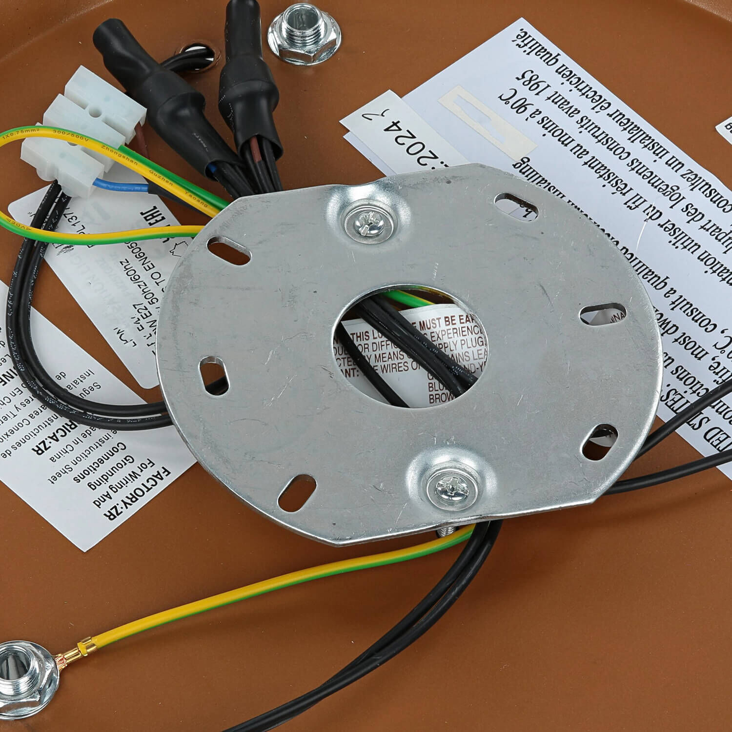 Deckenleuchte SHOJI Creme Ø34cm Vintage Lampe Loft Verkabelung, Gerät, Schraubenzieher, Werkzeug