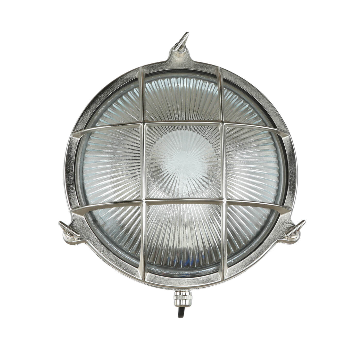 Wandlampe Außen Nickel Echt-Messing rund Ø24cm IP64 Leuchte