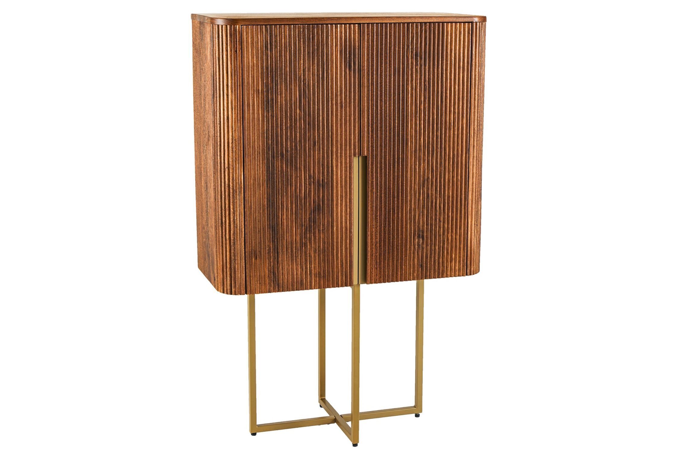 Highboard bois métal 80 x 125 cm Art Déco Design à lamelles Kabinett, Mobiliar, Anrichte, Holz