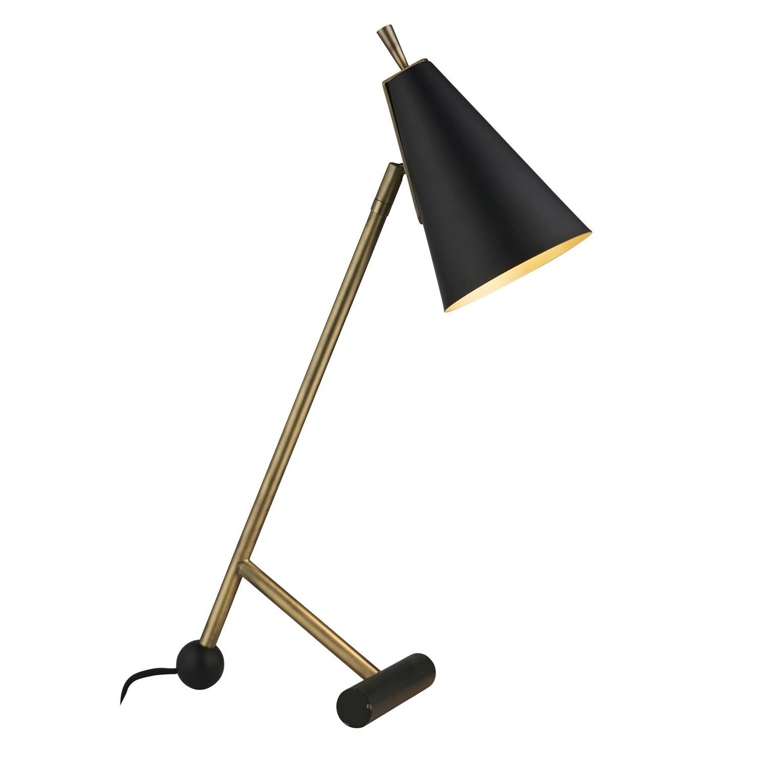 Lampe de bureau noire laiton réglable 55cm E14 métal