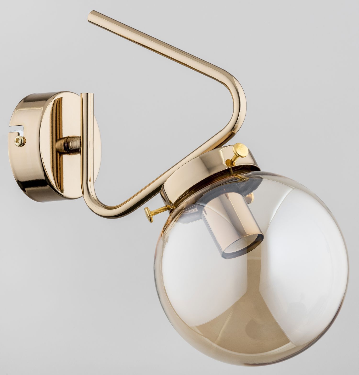 Wandleuchte Rauchglas Metall E14 29 cm hoch in Gold Beleuchtung, Rauchrohr, Leuchte