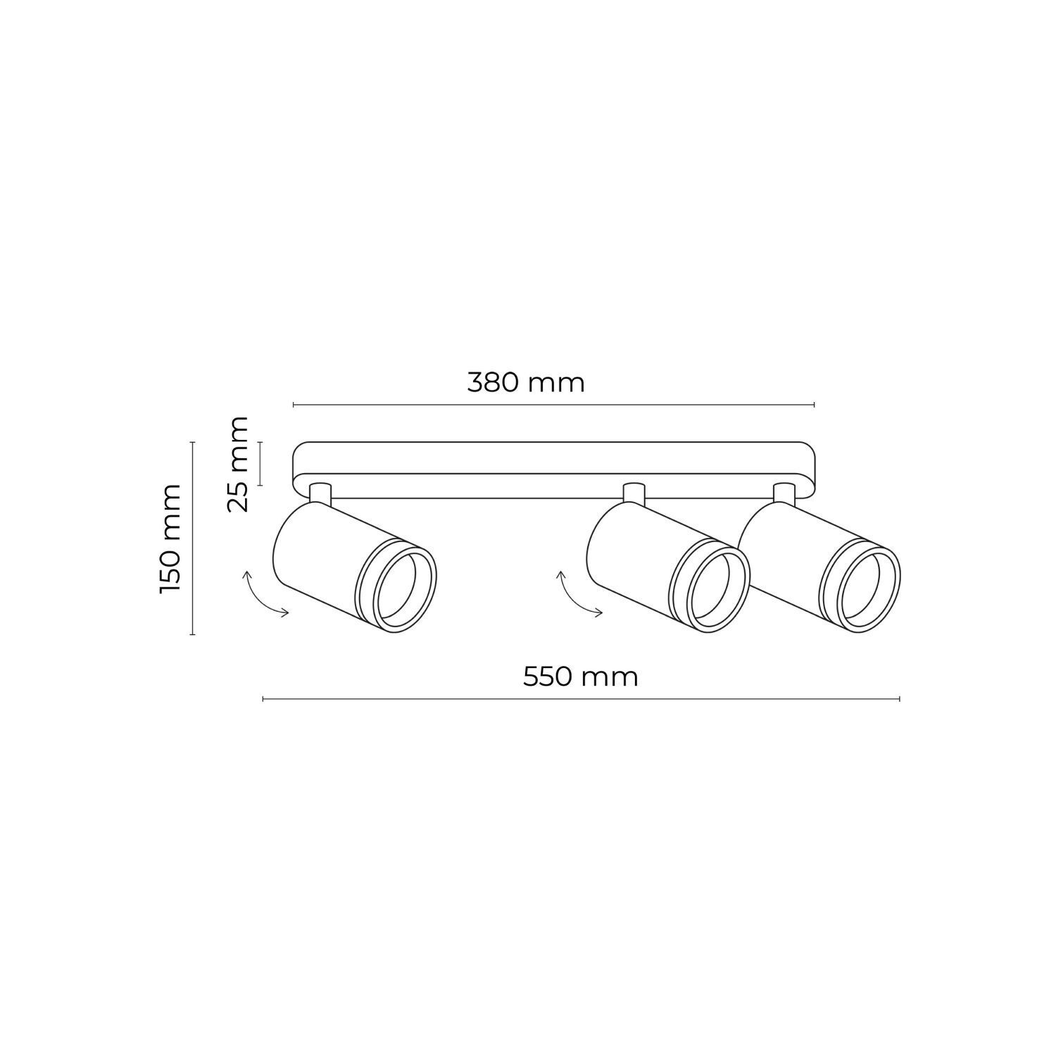 Deckenstrahler Weiß 55 cm lang Metall GU10 3-flammig