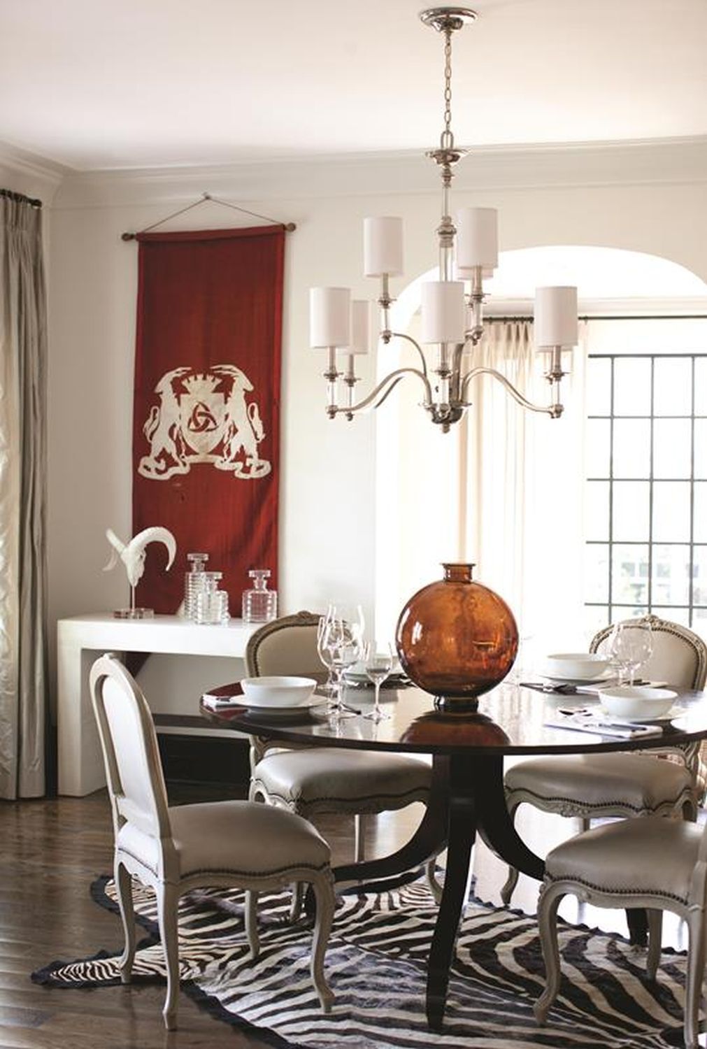 Kronleuchter LUANA in Nickel Ø:66cm Lampe kürzbar Speisesaal, Esstisch, Tisch, Kronleuchter, Dekoration für Zuhause