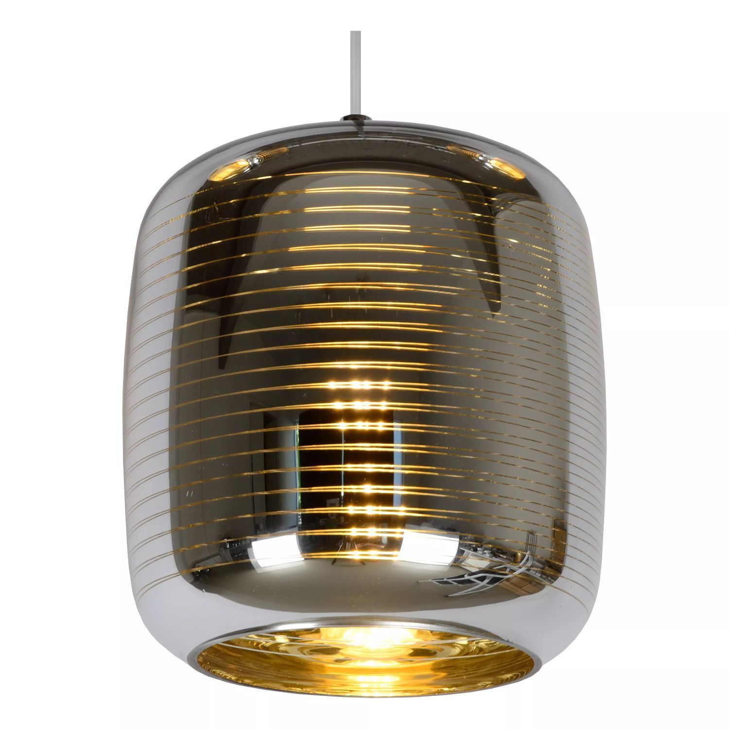 Hängelampe Glas Metall Chrom Gold rund Ø20 cm E27 Down Lampe, Leuchte