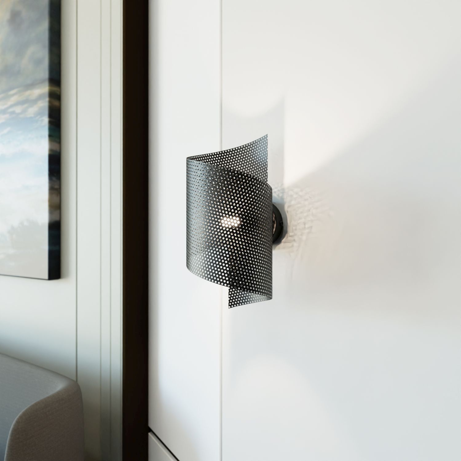 perforated metal, Beschläge aus Metall, Schrankbeschlag, Perforierter Metallrand, moderner Griff