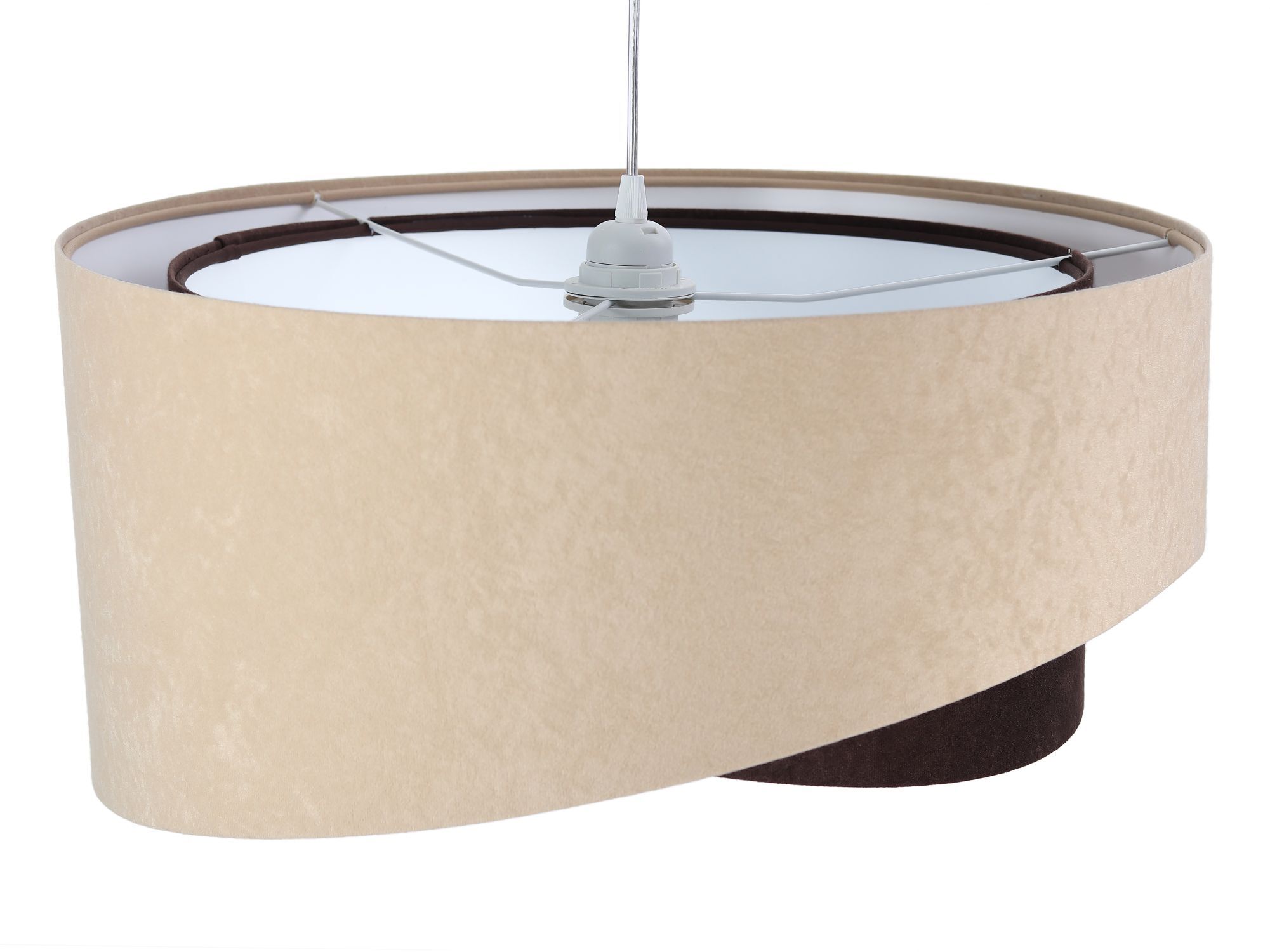 Lampe à suspendre Beige Noir Blanc Tissu rond Lampe