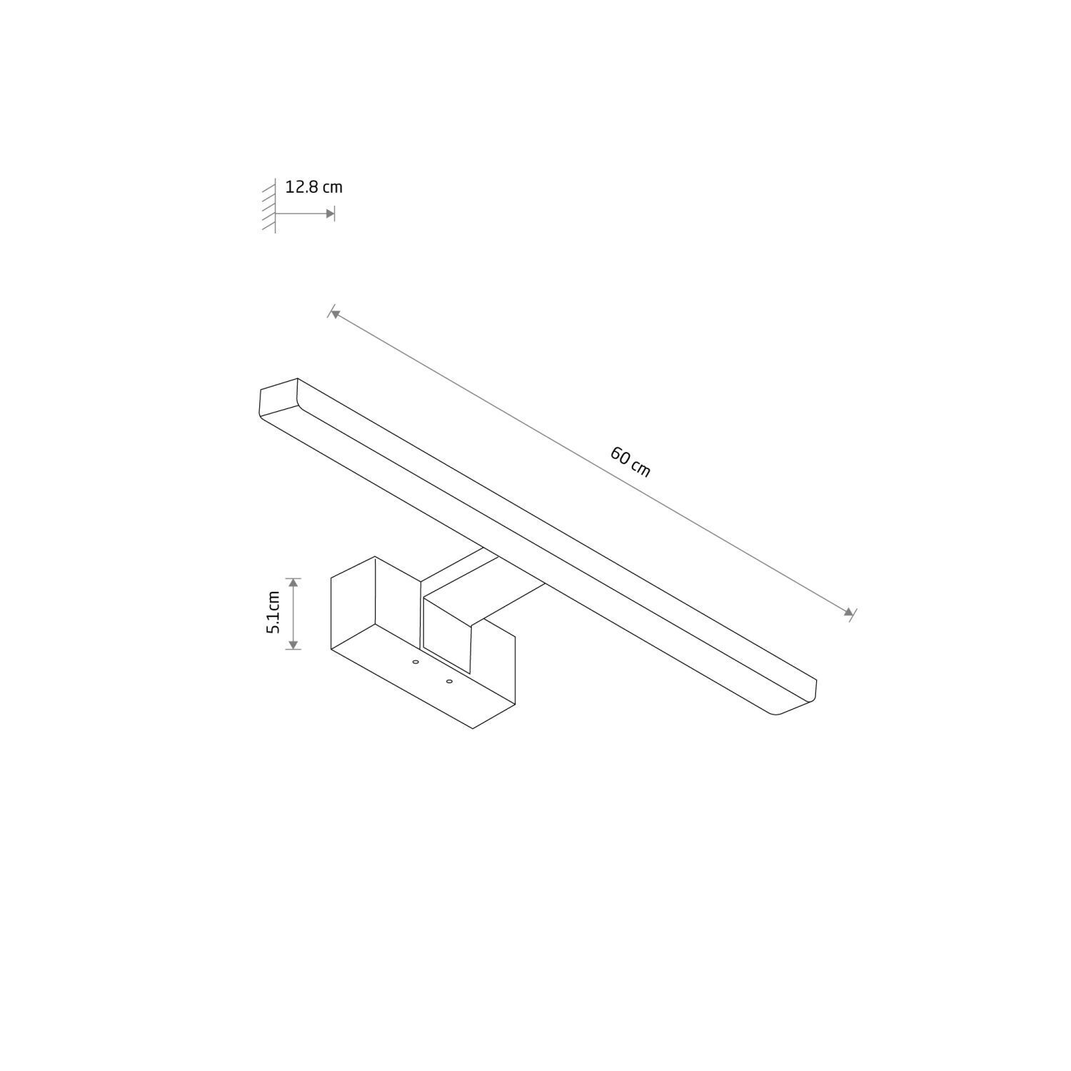 Lampe à miroir LED IP44 blanche aluminium 3000 K 900 lm