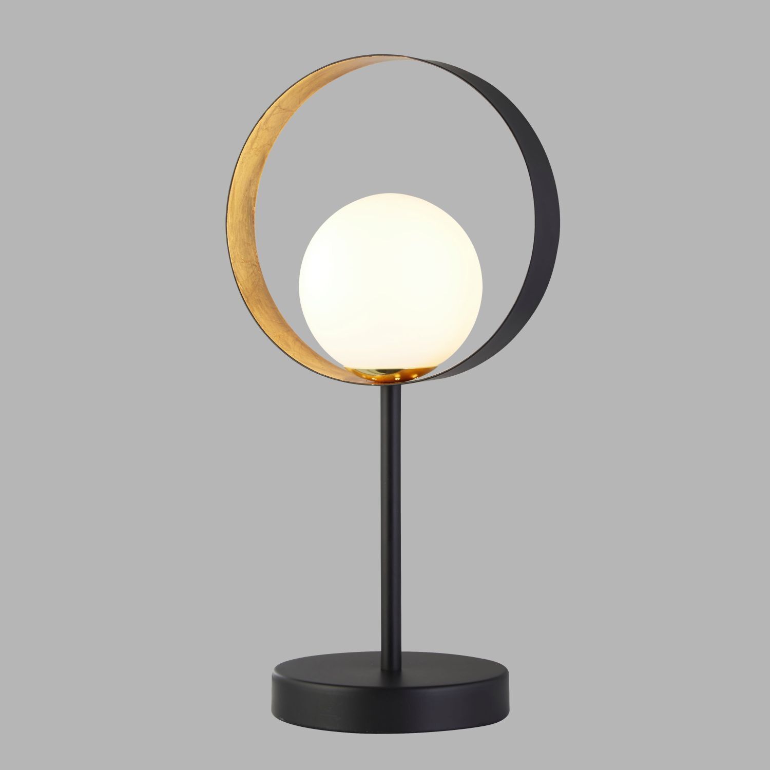 Tischlampe Metall Glas 36 cm hoch G9 Schwarz Weiß Gold