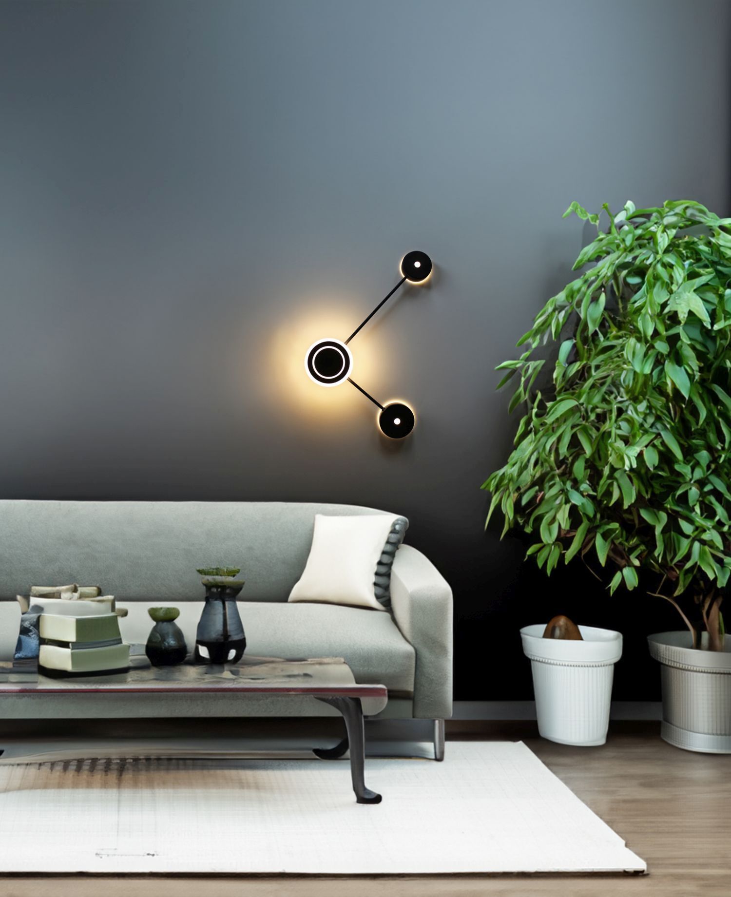 Wandlampe, Wandleuchte, Wohnzimmer, Sofa, Pflanze