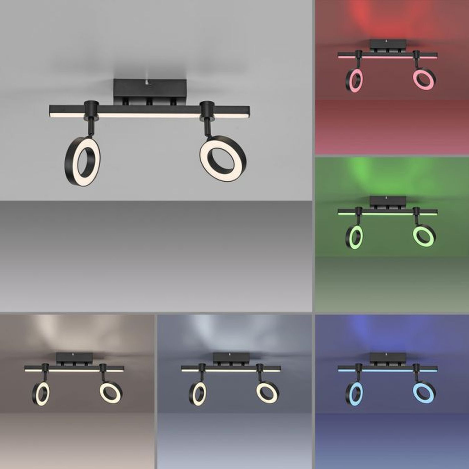 Verstellbarer LED Deckenspot Schwarz RGB Licht dimmbar Moebel