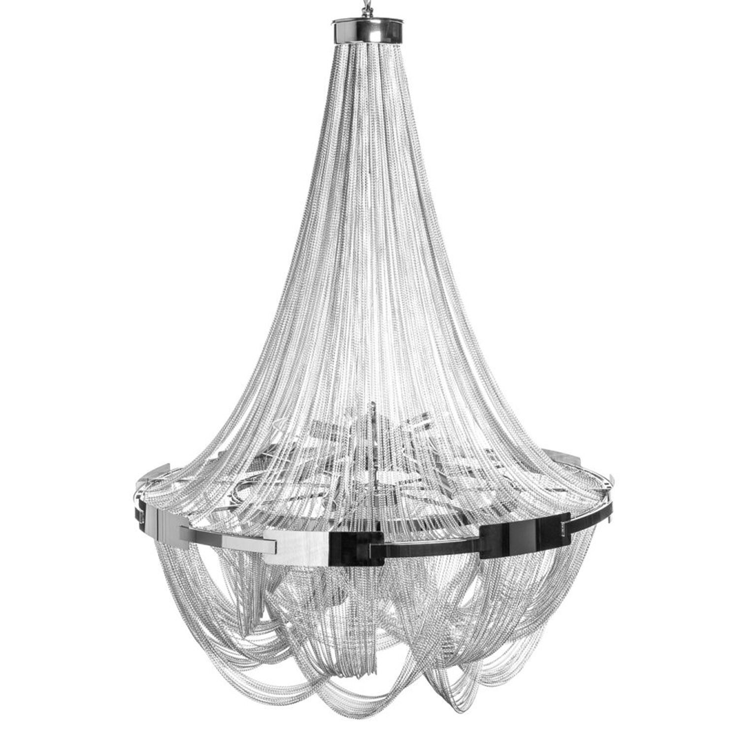 Design Kronleuchter Wohnzimmer Metall Ketten in Silber Leuchter, Lampe