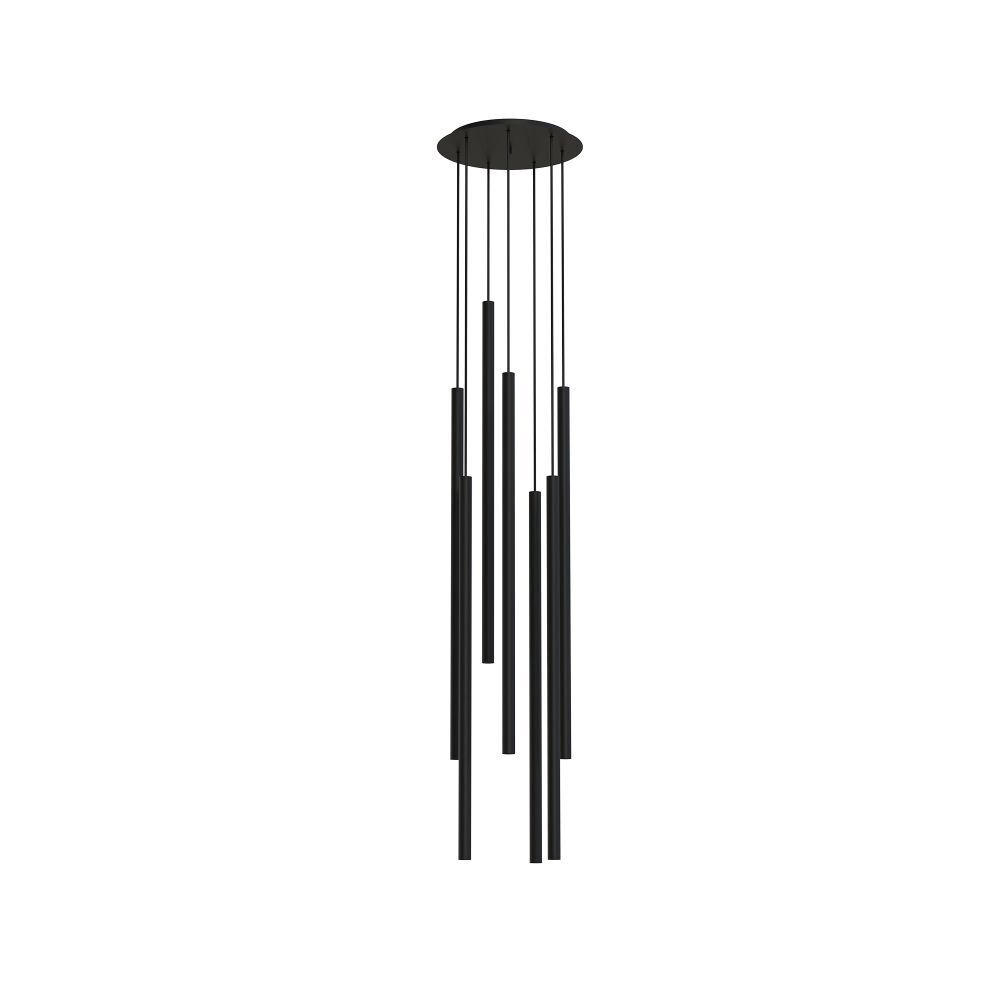 Moderne Pendelleuchte Schwarz 7-flammig G9 Metall