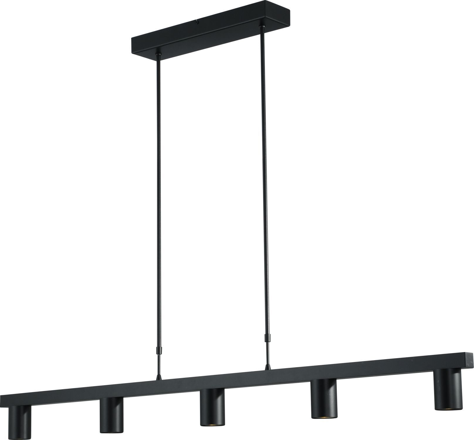 Lampe à suspendre métal noir 5 flammes 130 cm de long