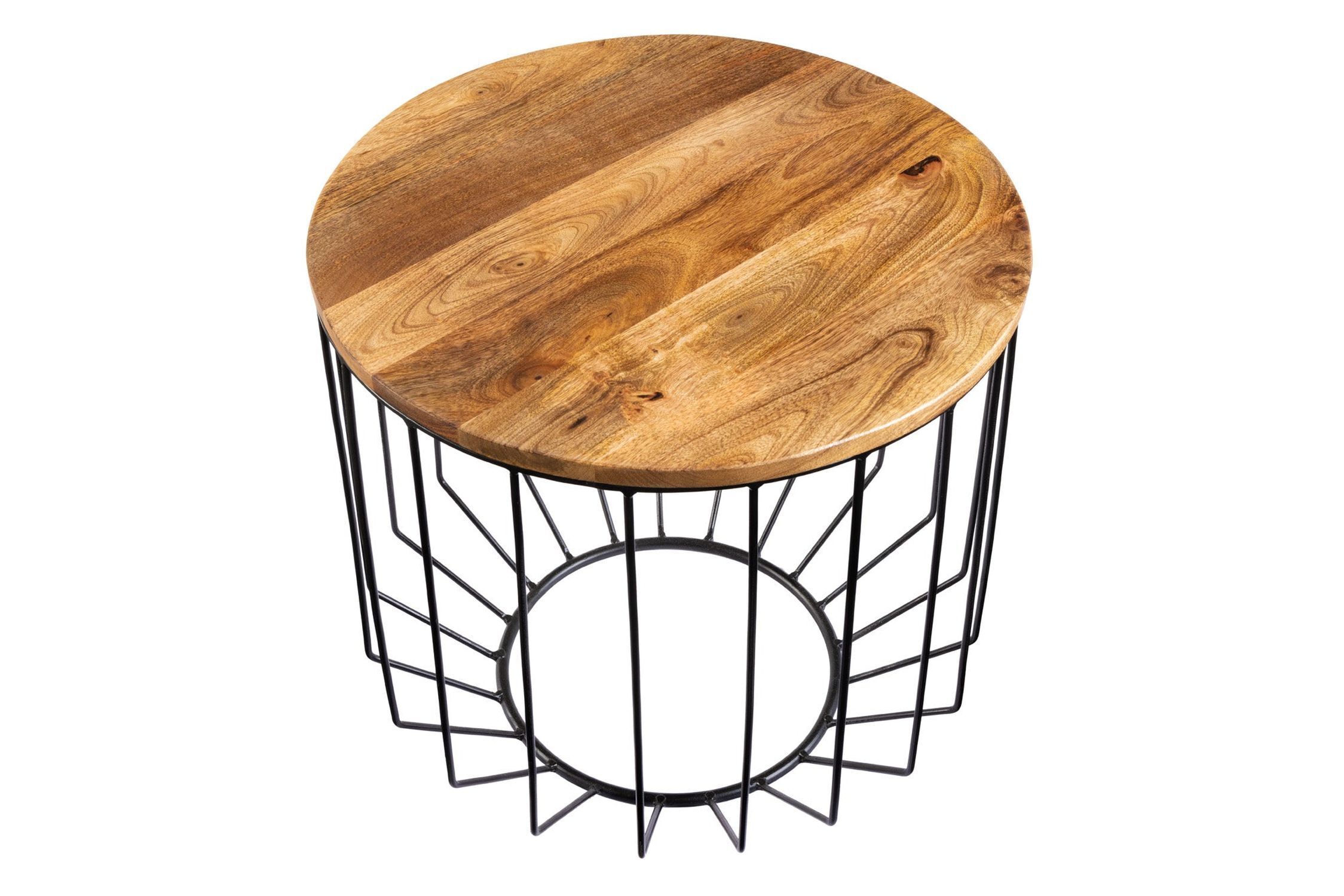 Table basse mangue bois métal Ø 50 cm ronde