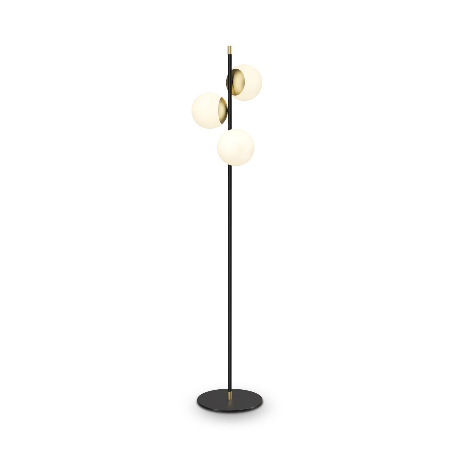 Lampadaire métal verre hauteur 150 cm en or blanc noir