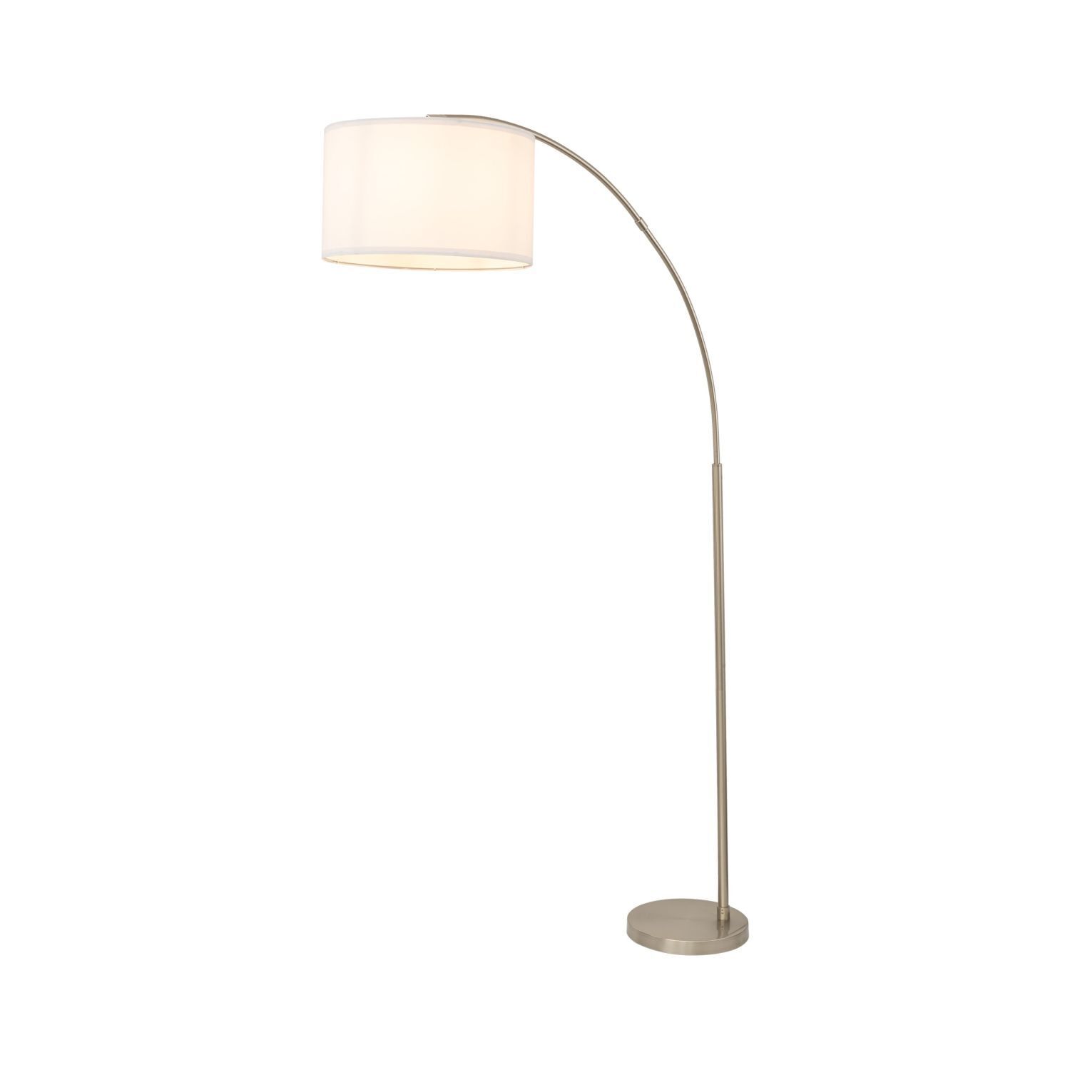 Bogenleuchte verstellbar 200 cm Stoff Metall Chrom Weiß E27 Lampe, Lampenschirm