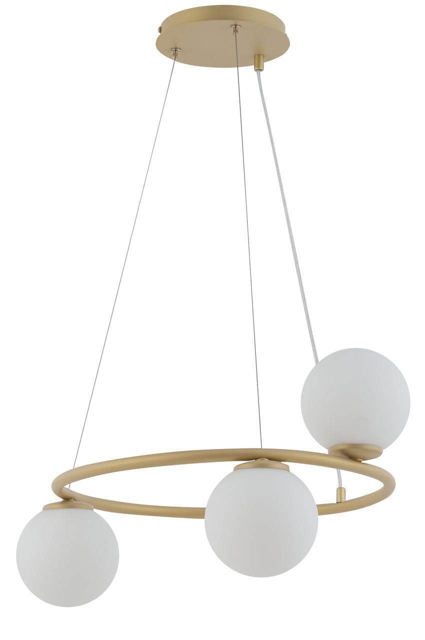 Suspension ronde métal verre or Ø48 cm décoratif