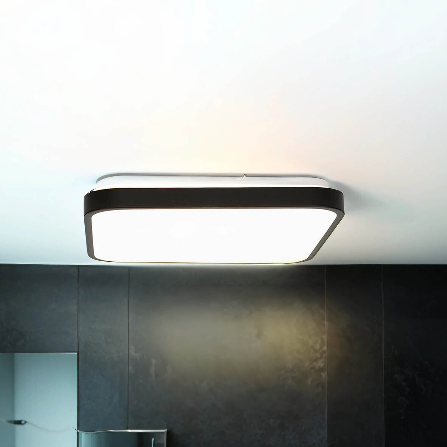 LED Deckenlampe Schwarz Modern IP44 3000K blendarm Deckenleuchte
