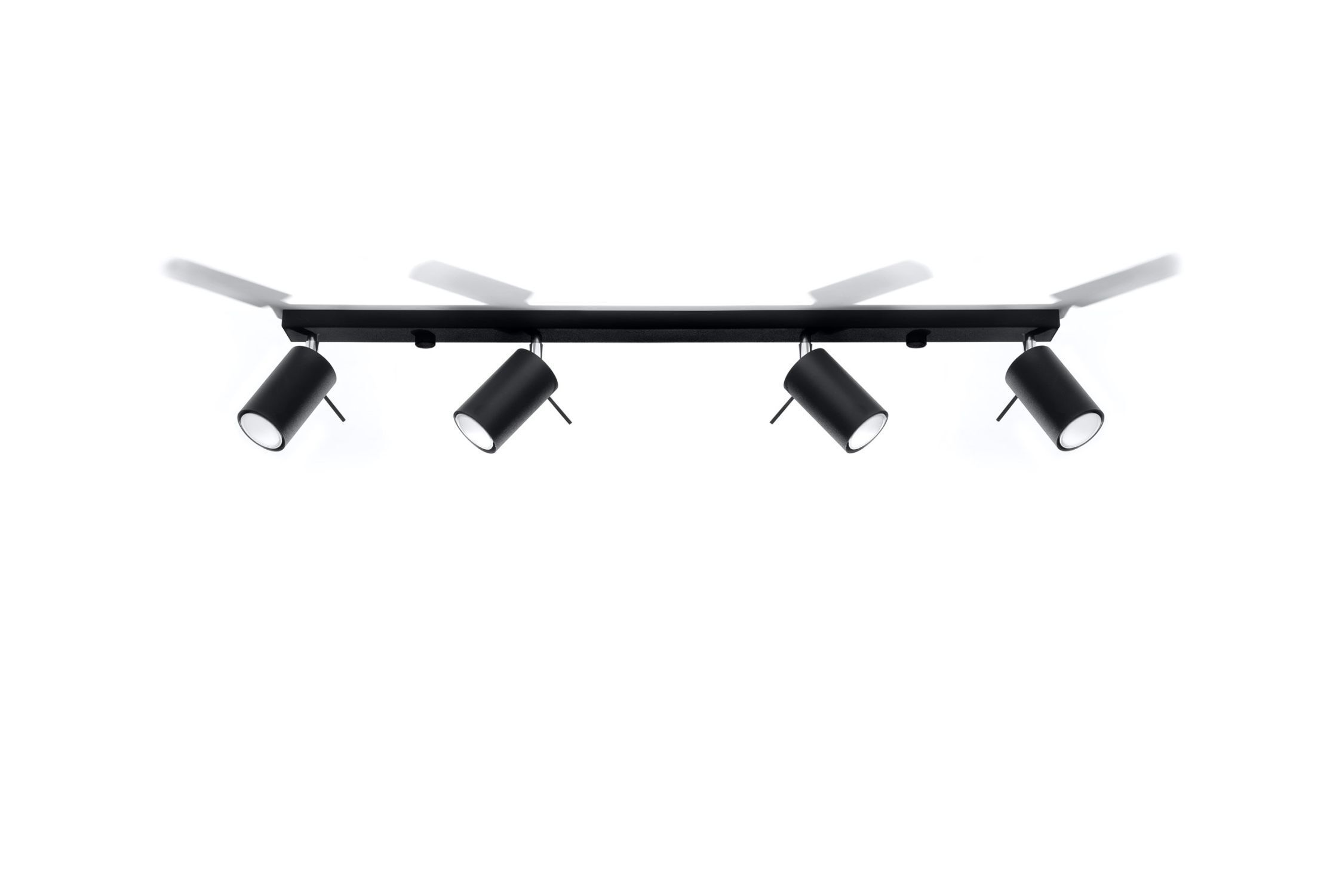 Projecteur de plafond 4 flammes GU10 80 cm de long noir métal