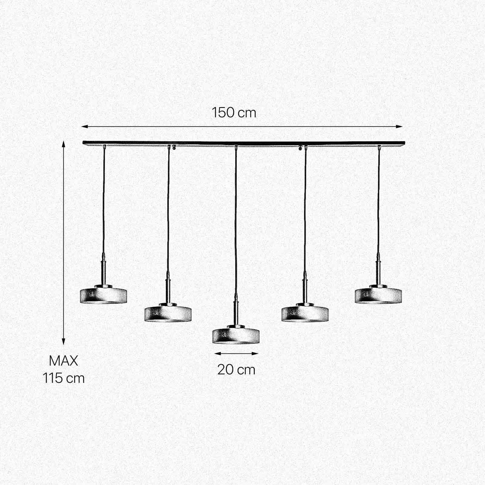 Suspension grande L : 150 cm laiton fer en noir or E27