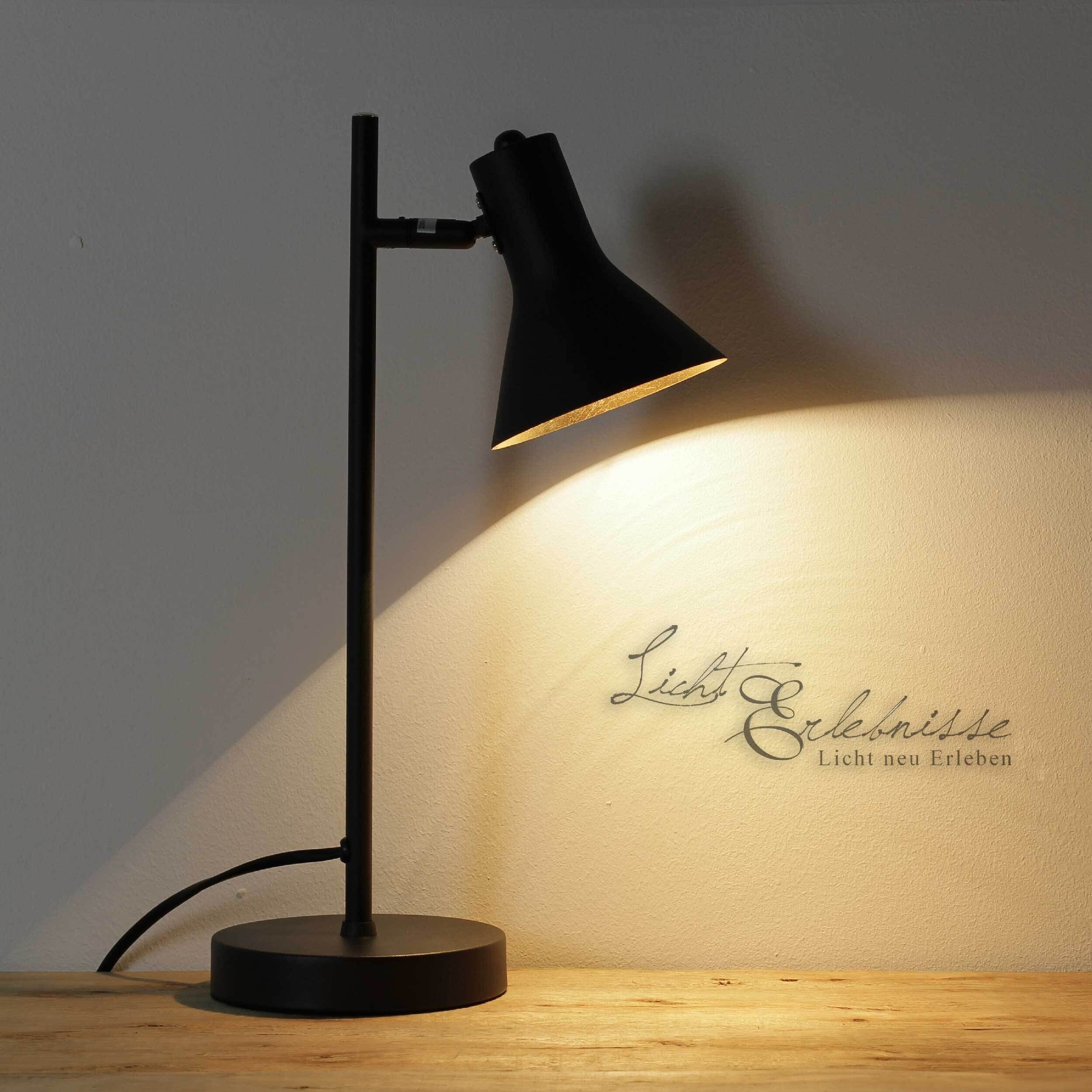 Schwenkbare Retro Tischlampe in Schwarz Gold