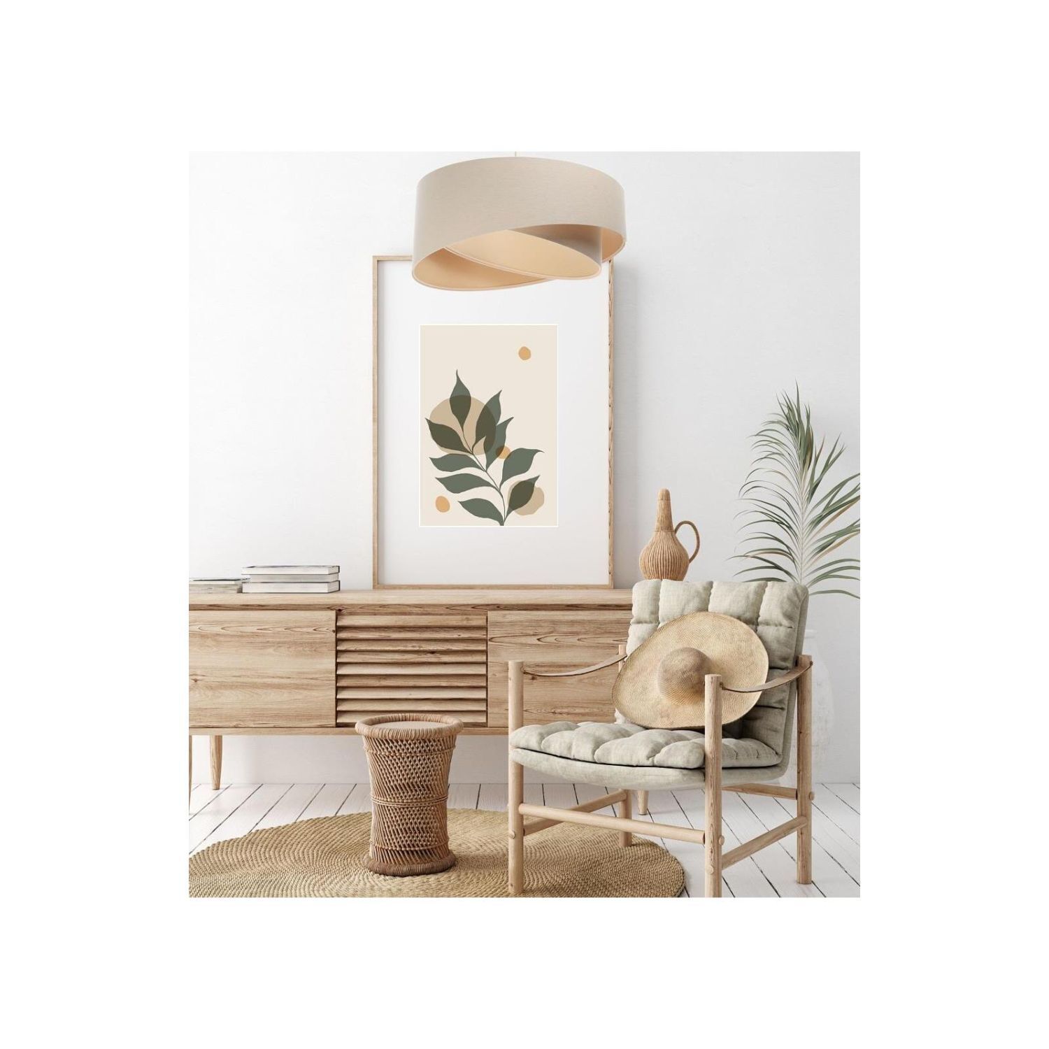 Lampe à suspendre Crème Beige Lin E27 ronde Ø 50 cm Drinnen, Innenarchitektur, Lampe, Mobiliar