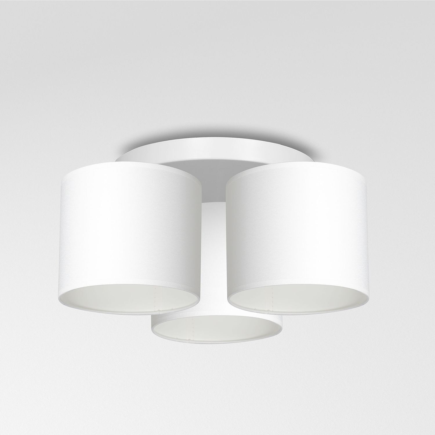 Deckenlampe Weiß Stoff Metall E27 rund Ø45 cm blendarm Deckenleuchte