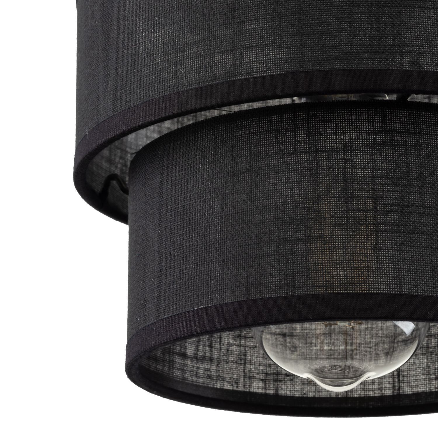 Pendelleuchte Schwarz E27 D: 20 cm rund Modern Stoff Lampe, Deckenleuchte