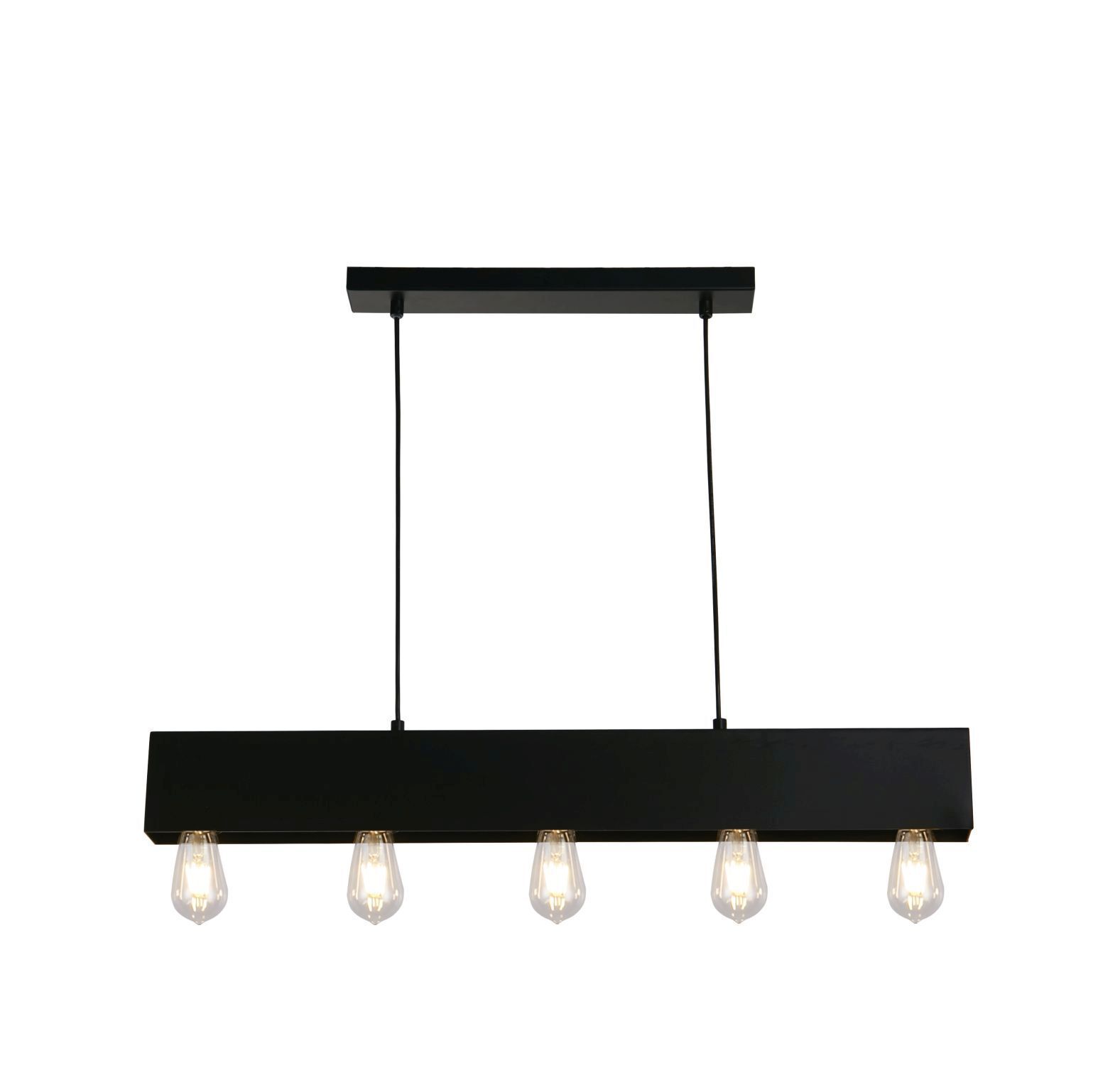 Suspension noire métal 5-flmg E27 80 cm allongée