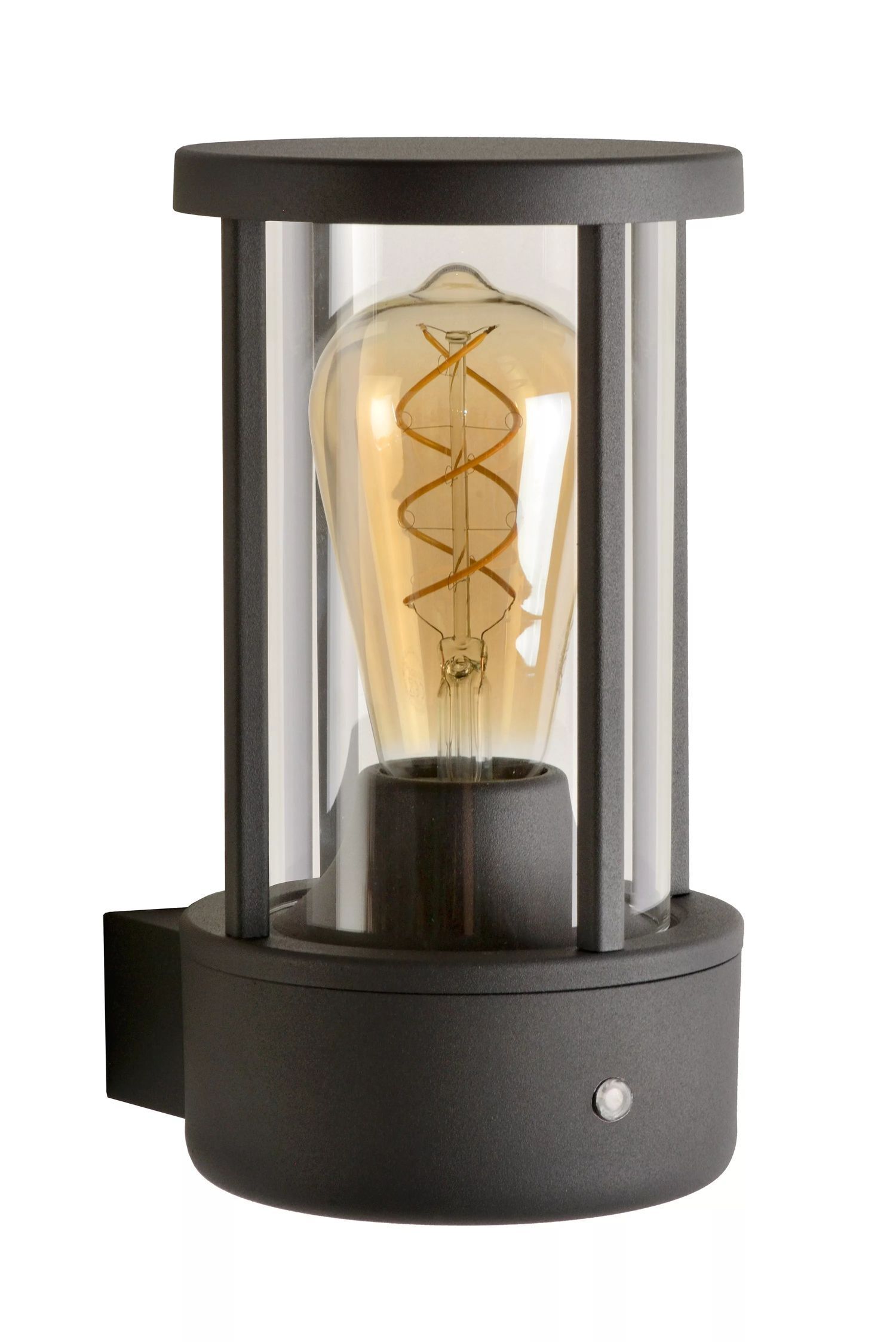 Applique avec capteur aluminium verre anthracite IP44 E27
