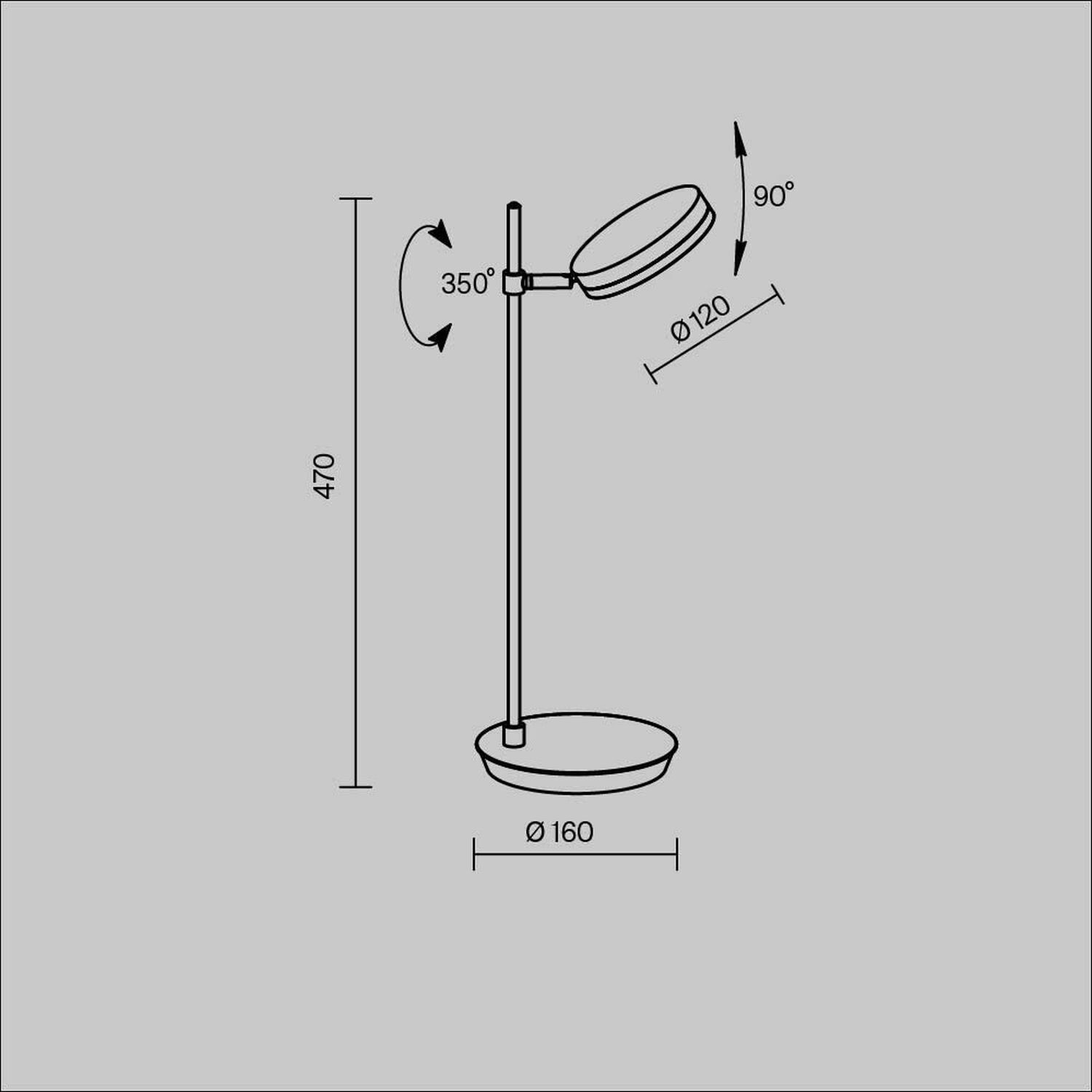LED Tischlampe Büro flexibel Schwarz 47 cm 3000 K 8 W Stehleuchte, LED-Leuchte, Rundschirm, verstellbar, Standfuß Ø160