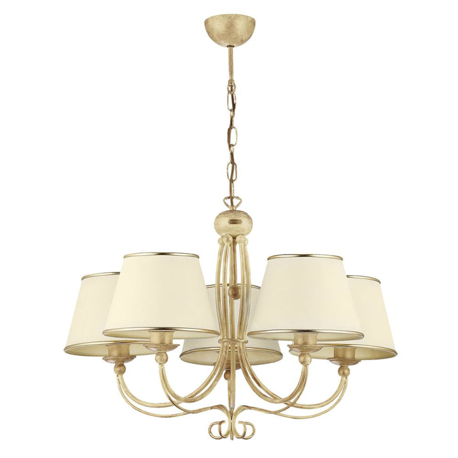 Kronleuchter in Shabby Gold Weiß BERTHA Esstisch Leuchter, Lampe, Leuchte