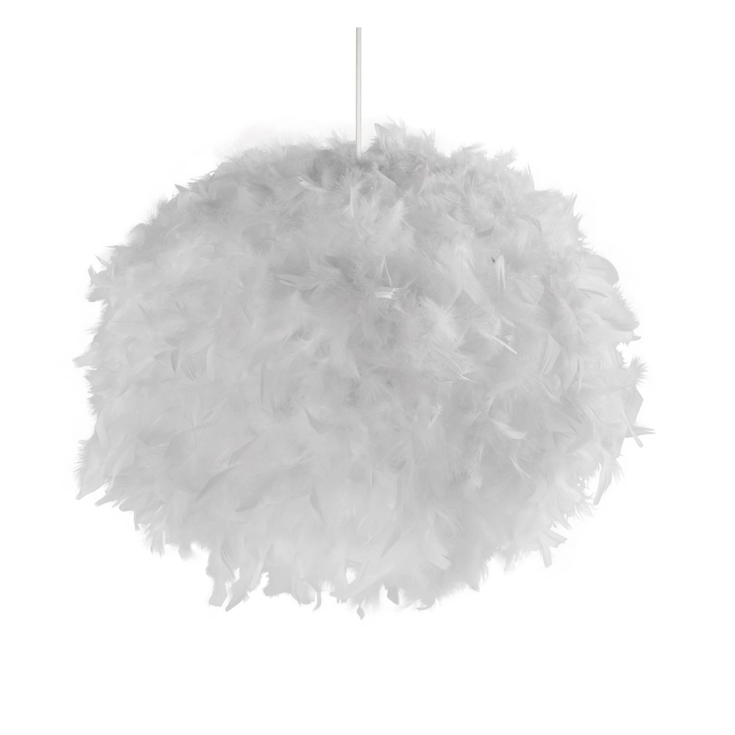 Feathery ornament, Fluffy pendant, White feather ball, Decorative hanging, Feather cluster