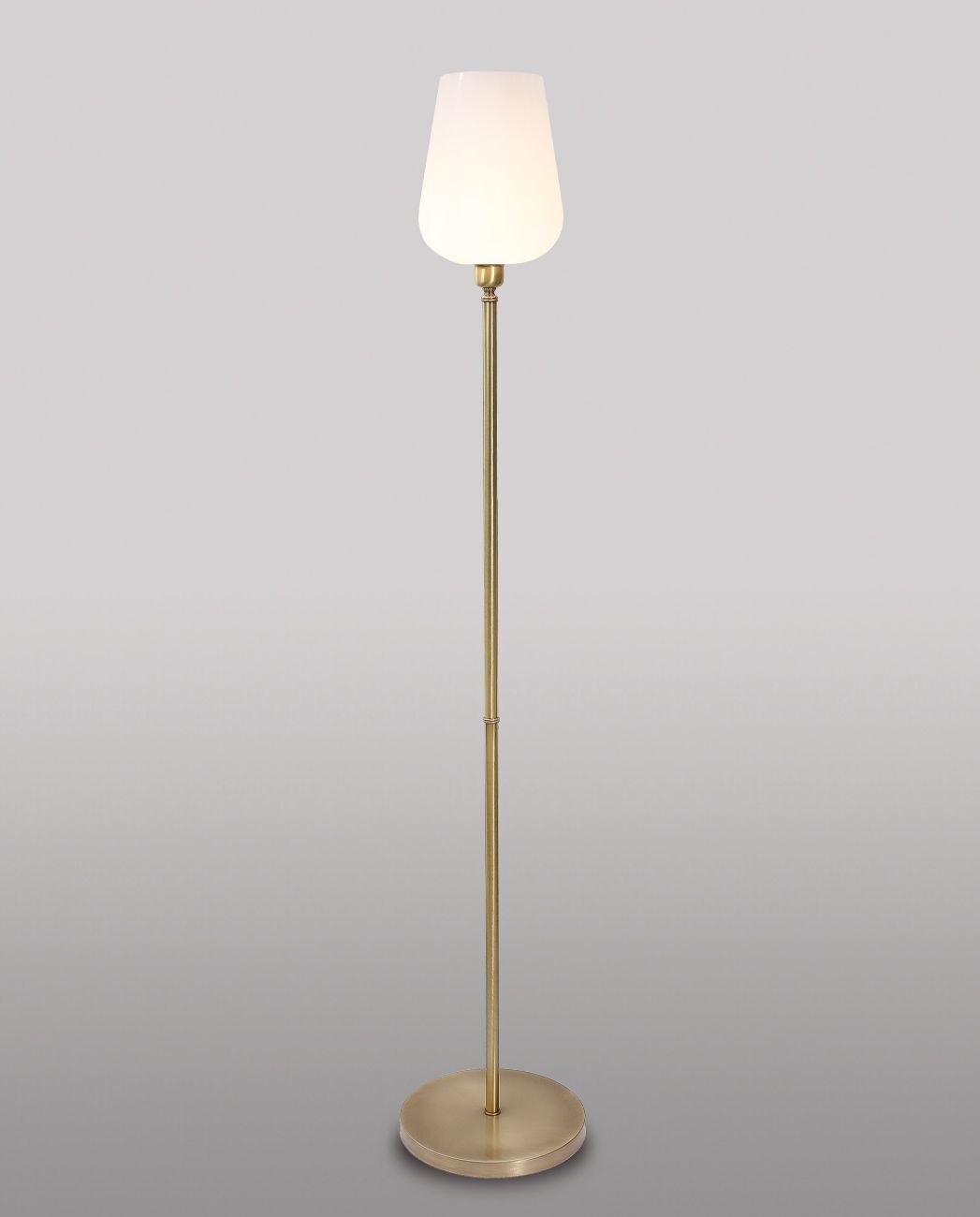 Stehlampe mit Glasschirm Echt-Messing Wohnzimmer Lampe