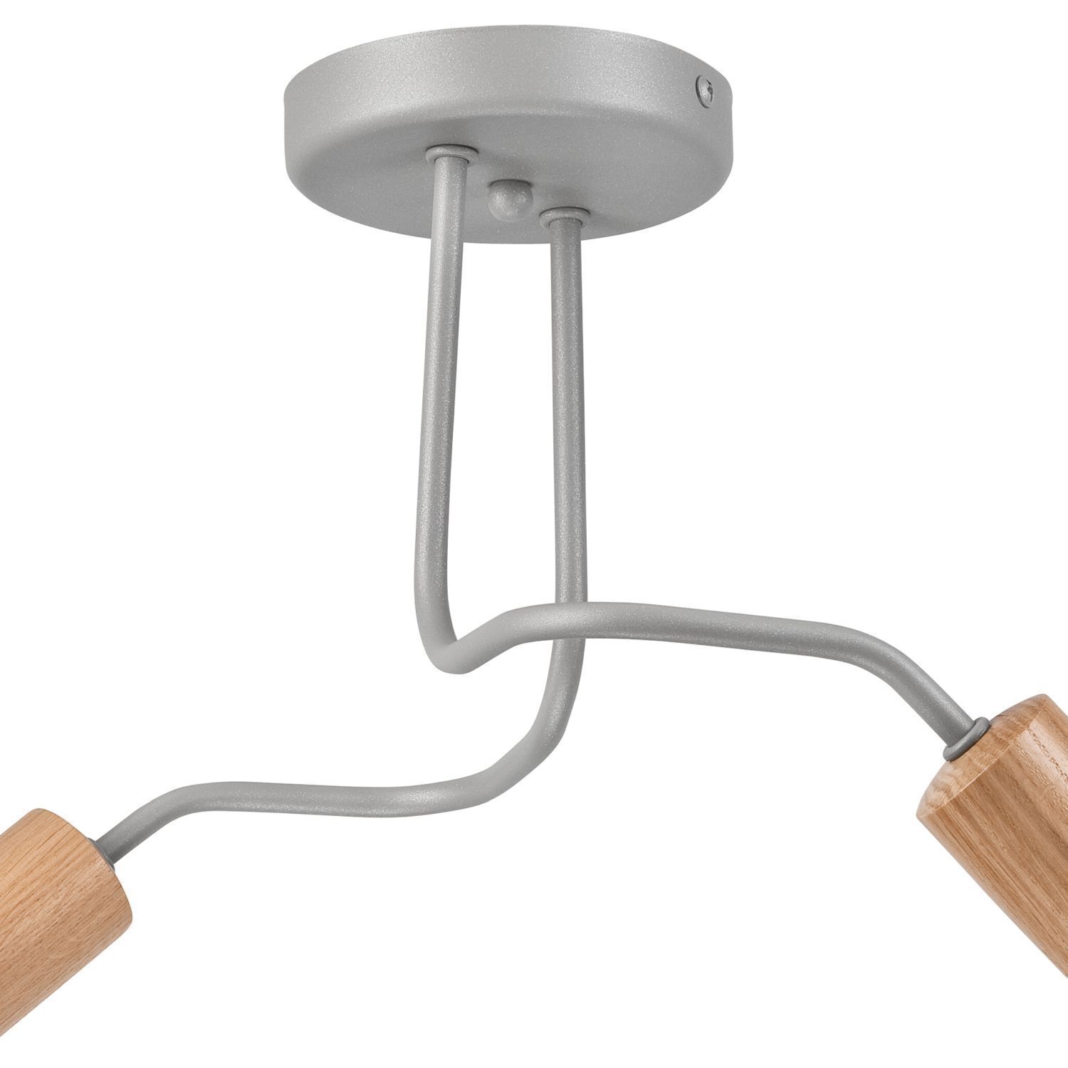 Deckenlampe Grau Metall Holz 2-flammig E27 B: 45 cm ANANI