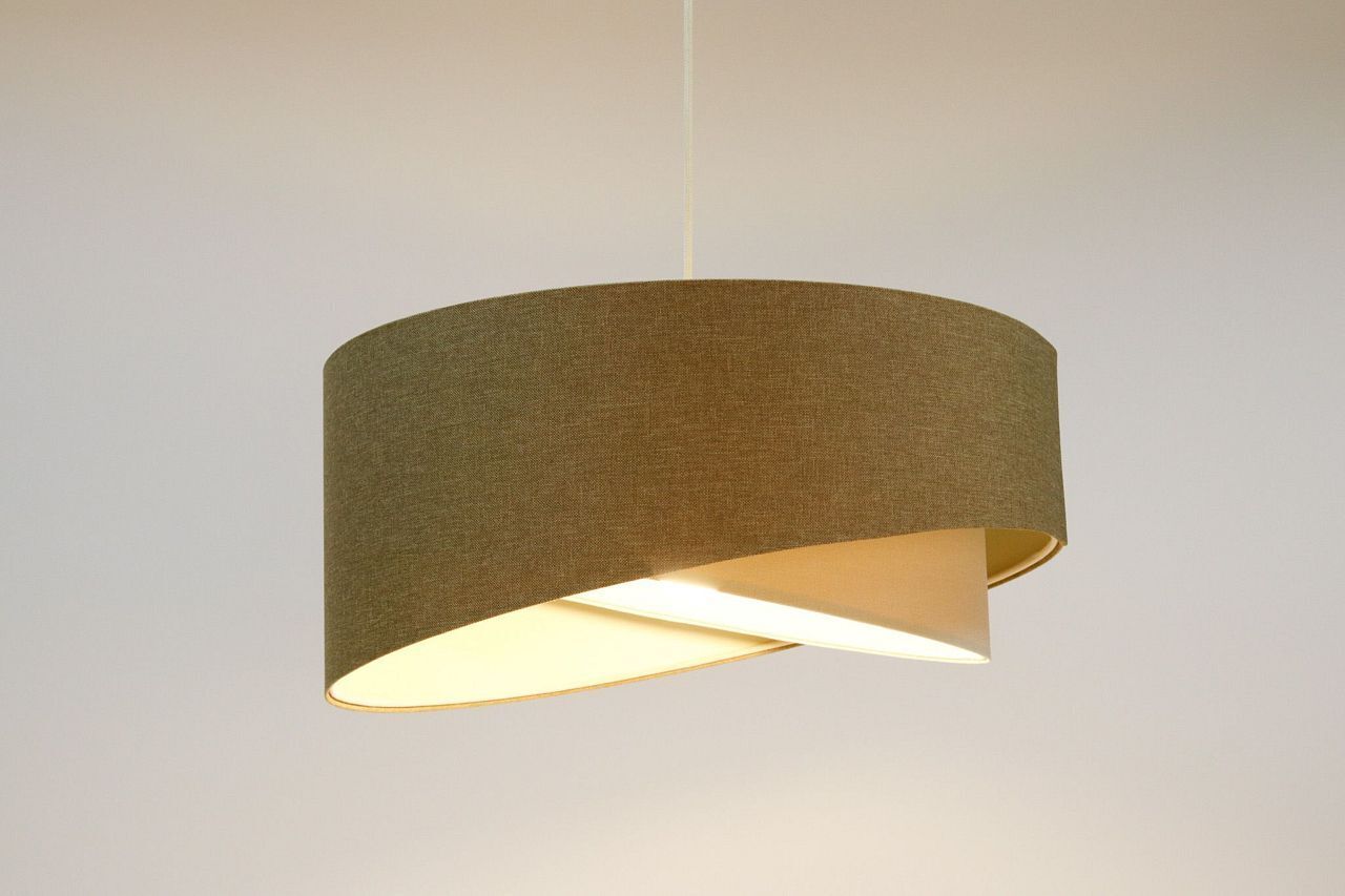 Lampe à suspendre tissu Ø 60 cm rond grand brun crème Moderne